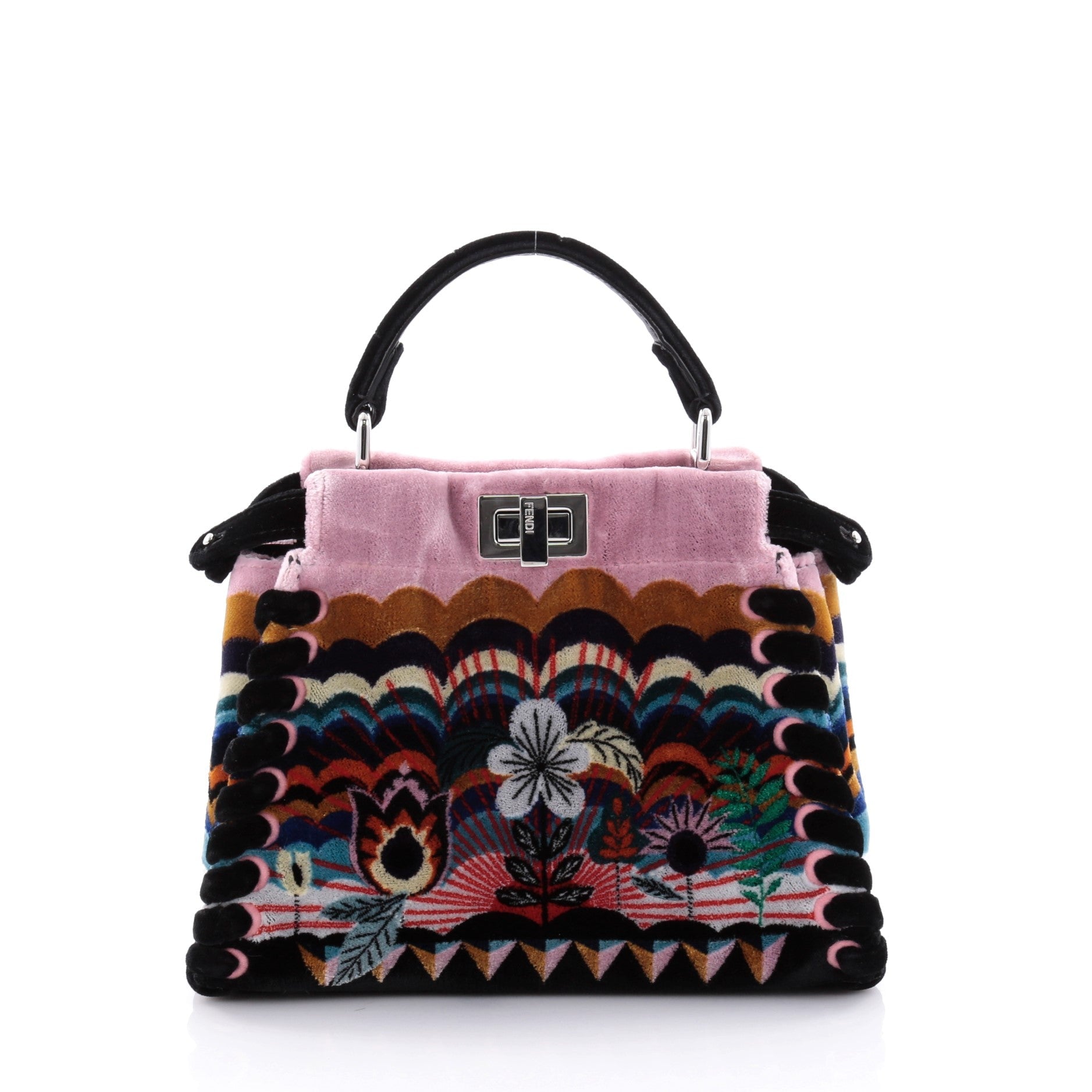 Peekaboo Handbag Embroidered Velvet Mini