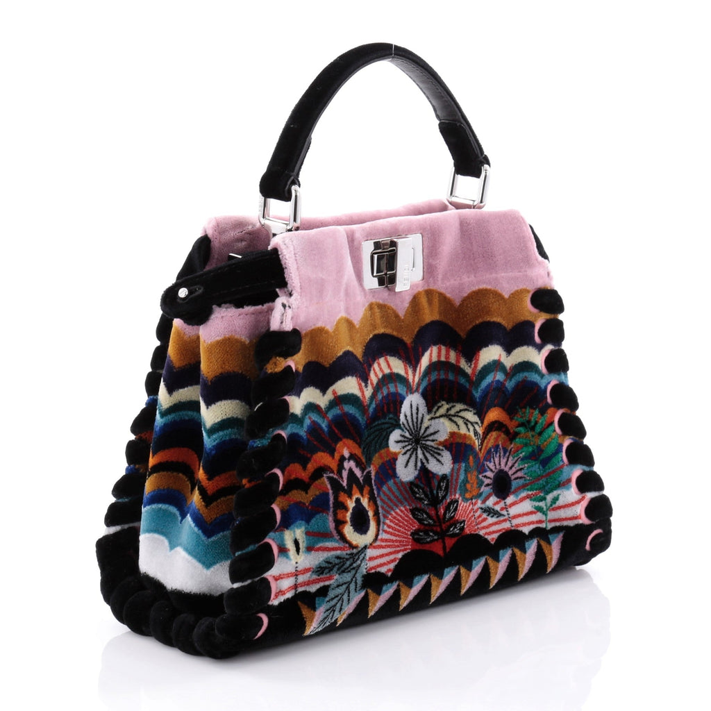 Peekaboo Handbag Embroidered Velvet Mini