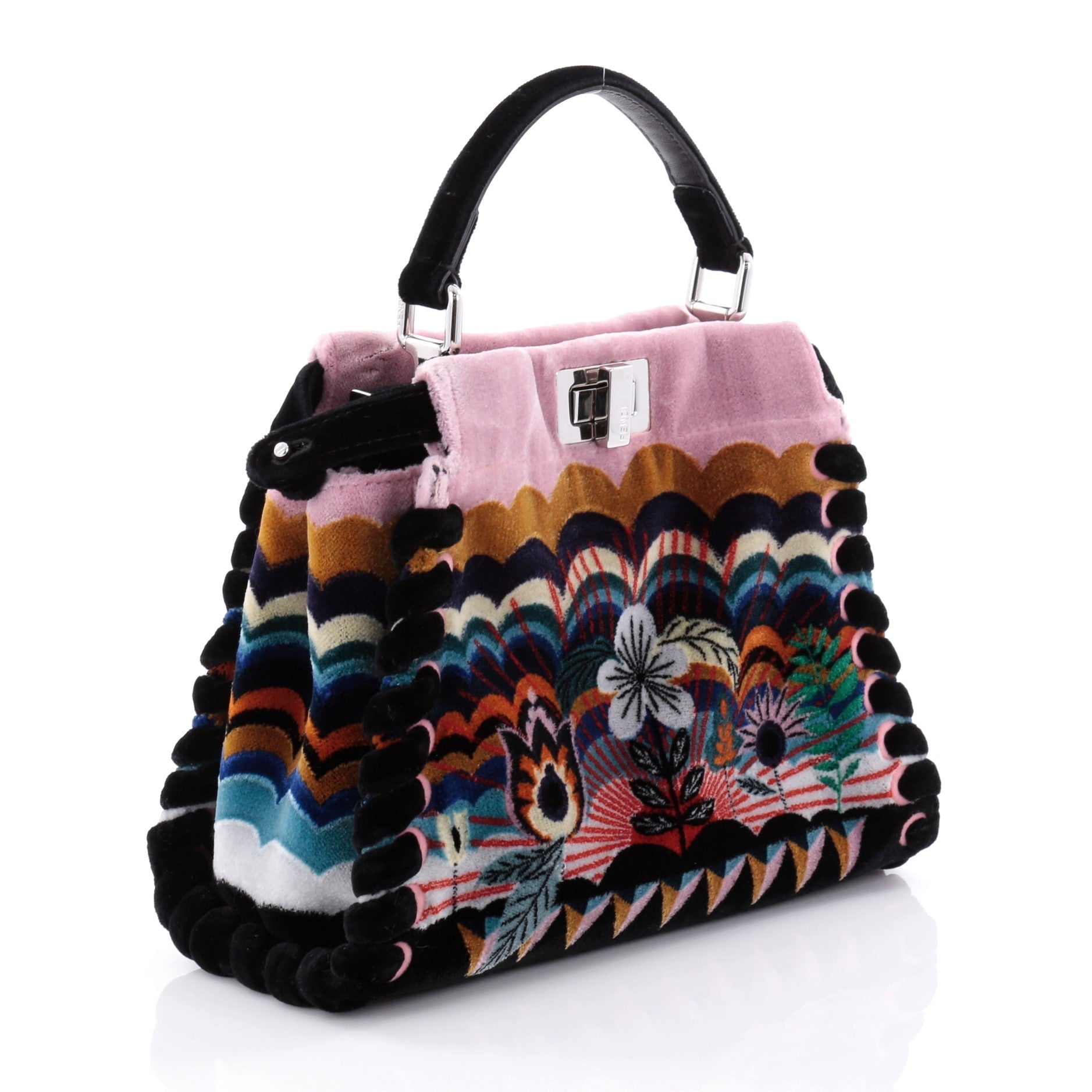 Peekaboo Handbag Embroidered Velvet Mini