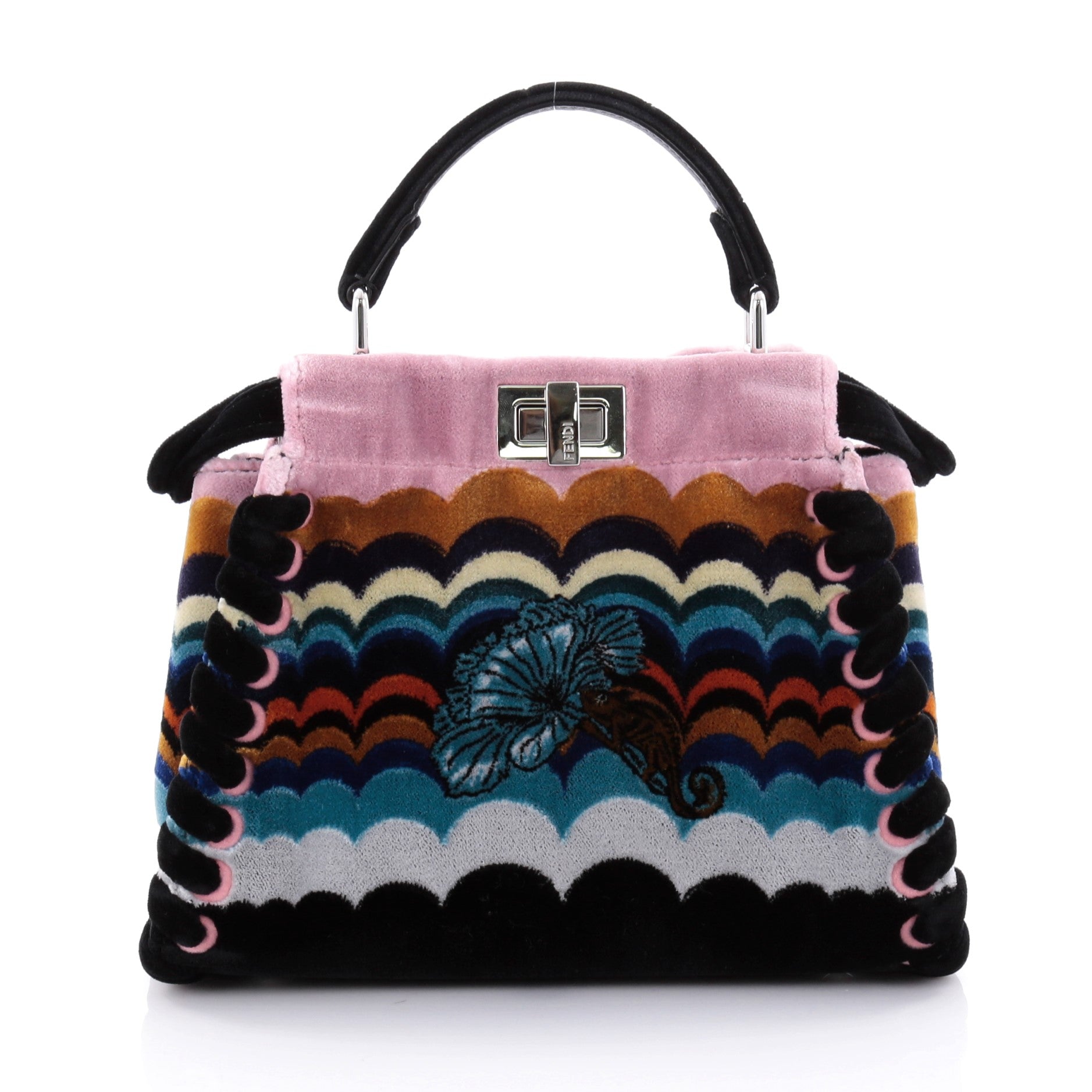 Peekaboo Handbag Embroidered Velvet Mini