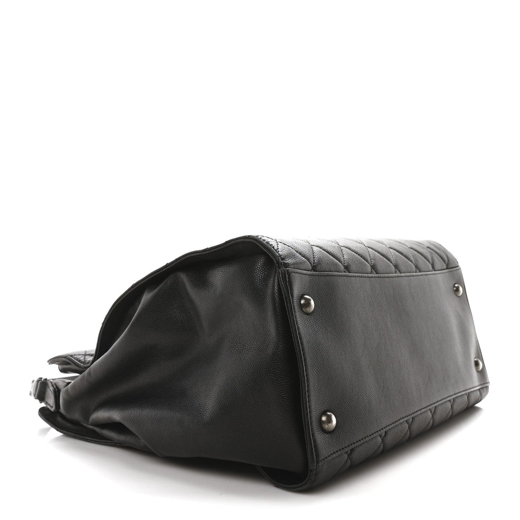 Caviar Quilted Large CC Bucket Bag Black