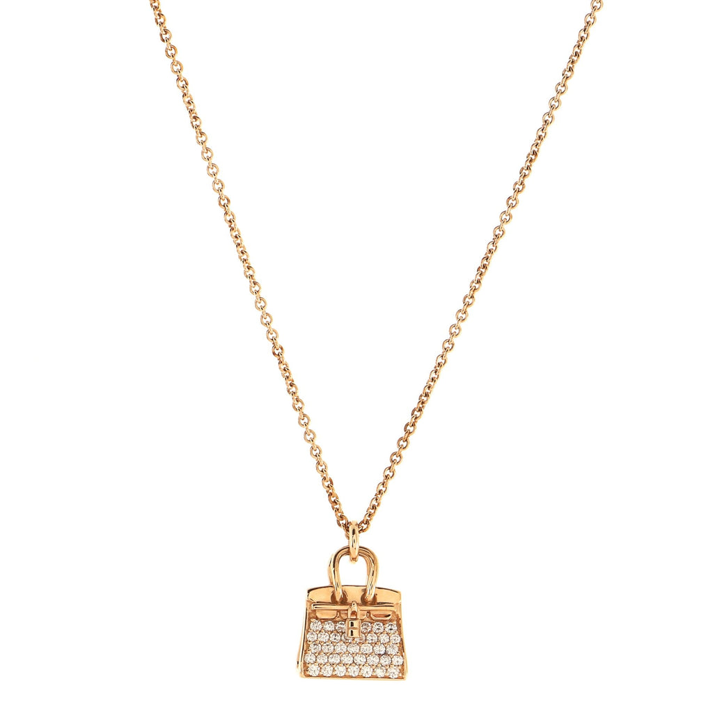 Birkin Amulette NM Pendant Necklace 18K Rose Gold and Diamonds