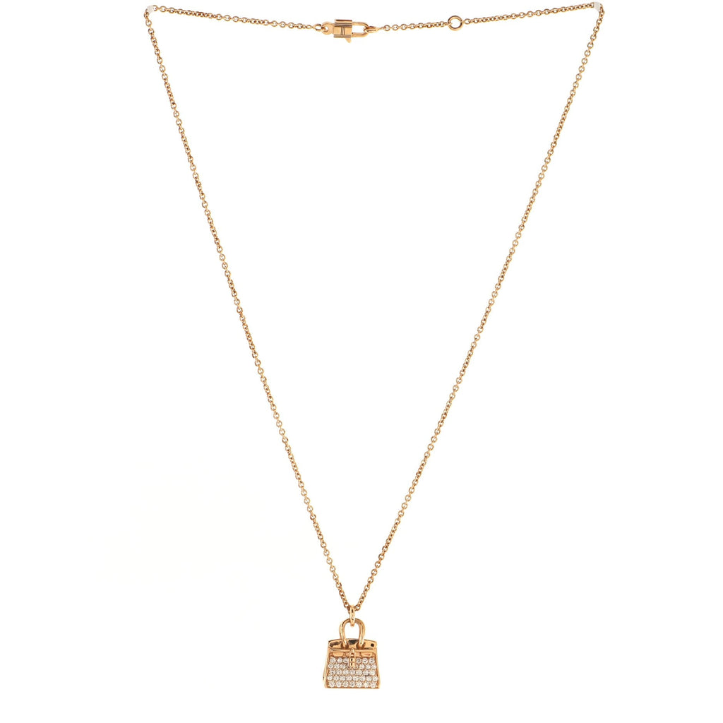 Birkin Amulette NM Pendant Necklace 18K Rose Gold and Diamonds