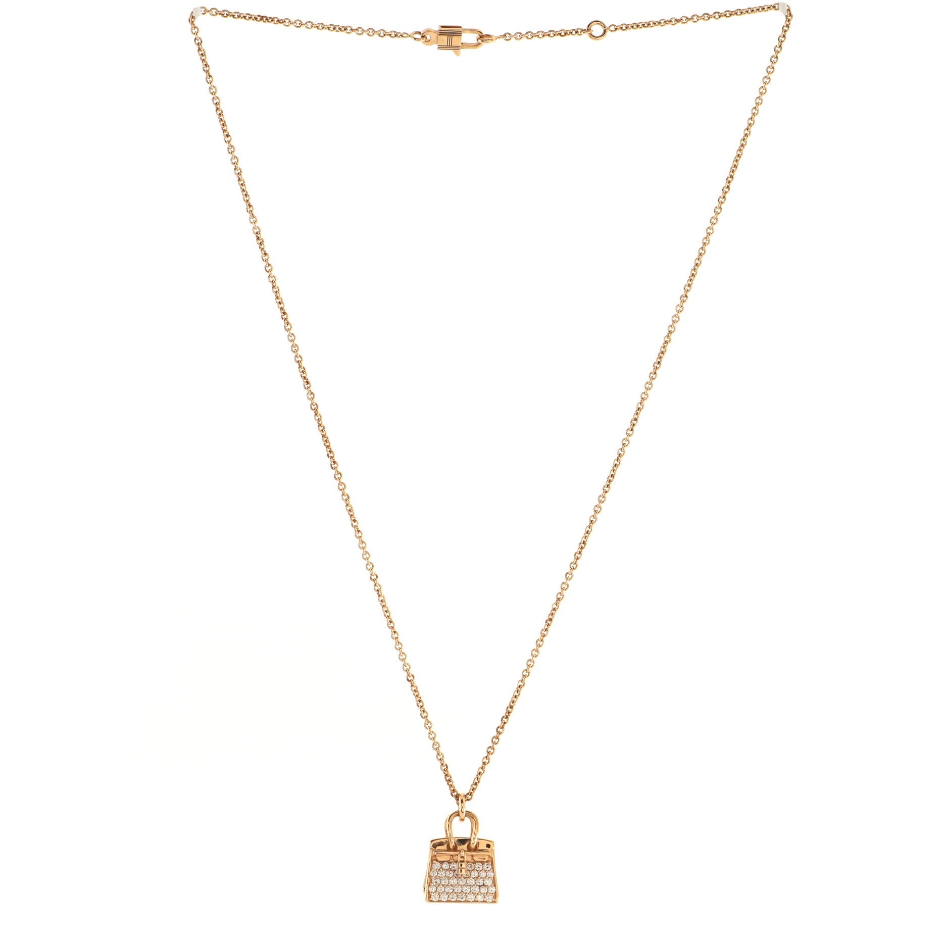 Birkin Amulette NM Pendant Necklace 18K Rose Gold and Diamonds
