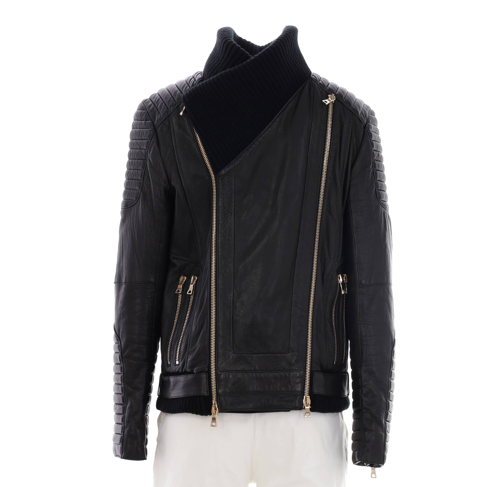 Men's Moto Biker Jacket Leather and Cotton