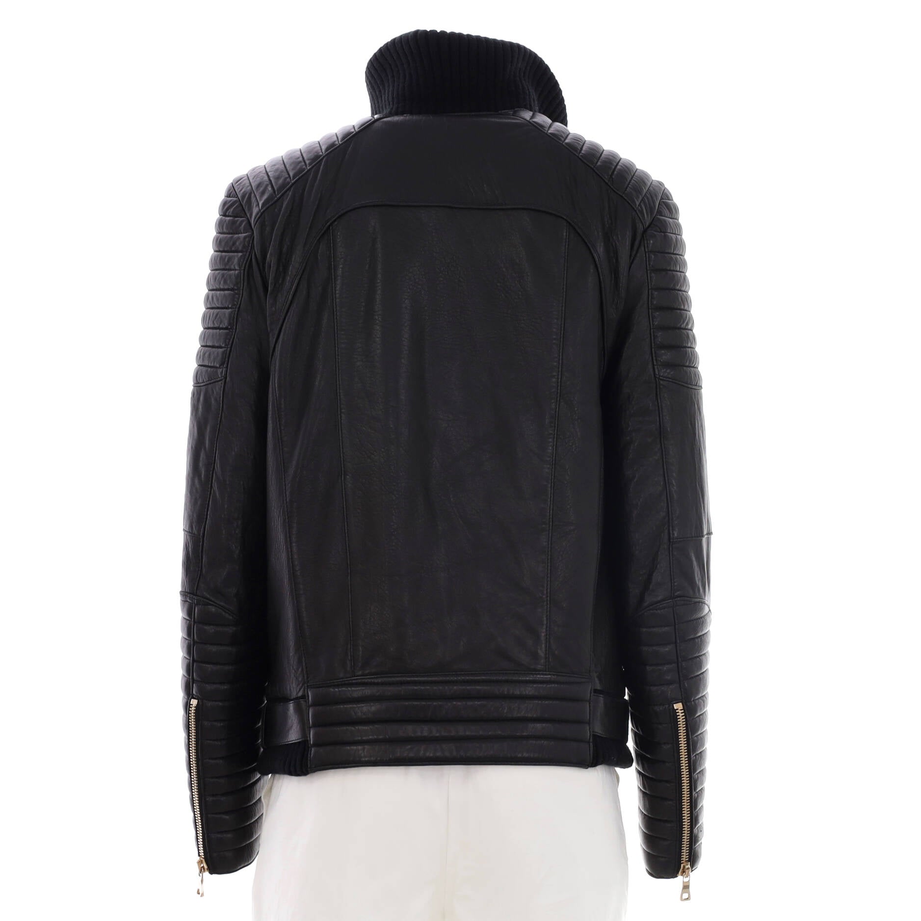 Men's Moto Biker Jacket Leather and Cotton