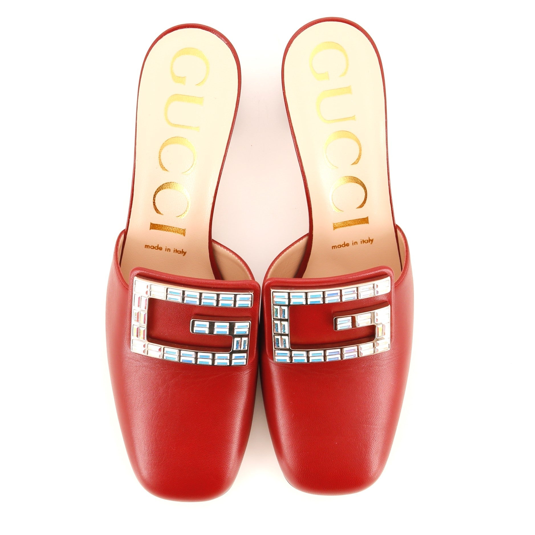 Women's Madelyn Heeled Mules Leather with Crystals 55