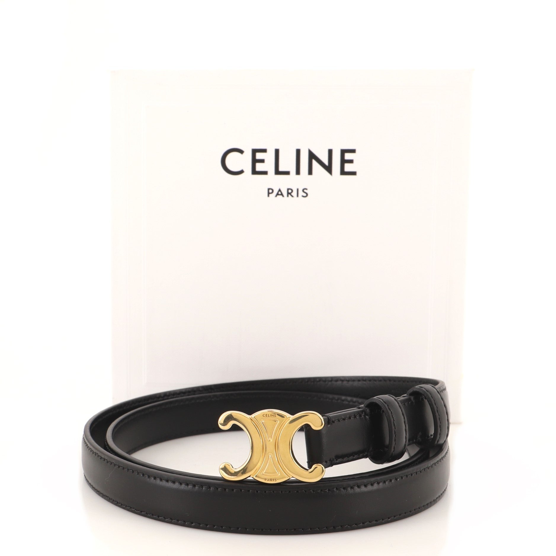 Triomphe Belt Leather and Metal Thin 85