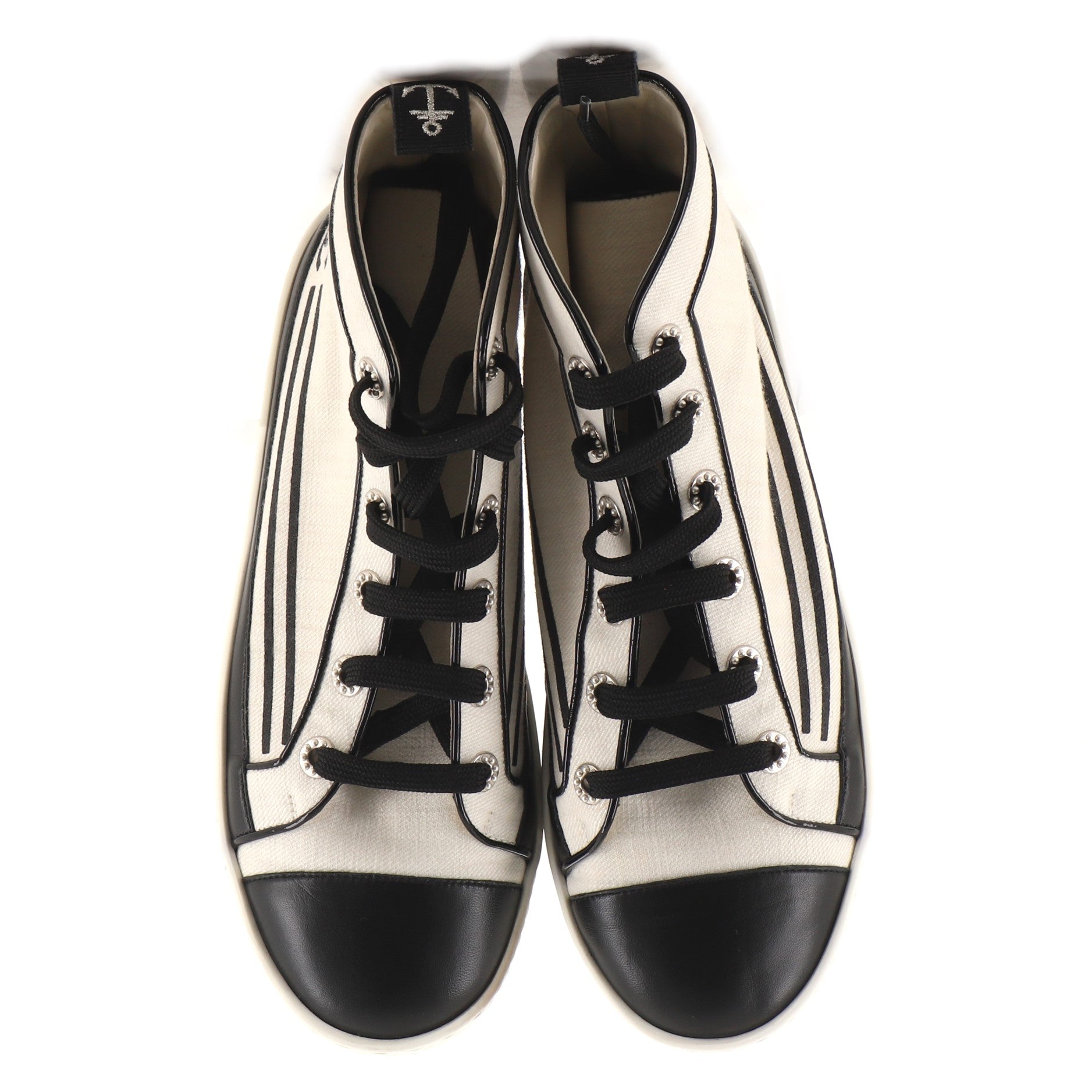 Women's CC Cap Toe High Top Sneakers Canvas and Leather