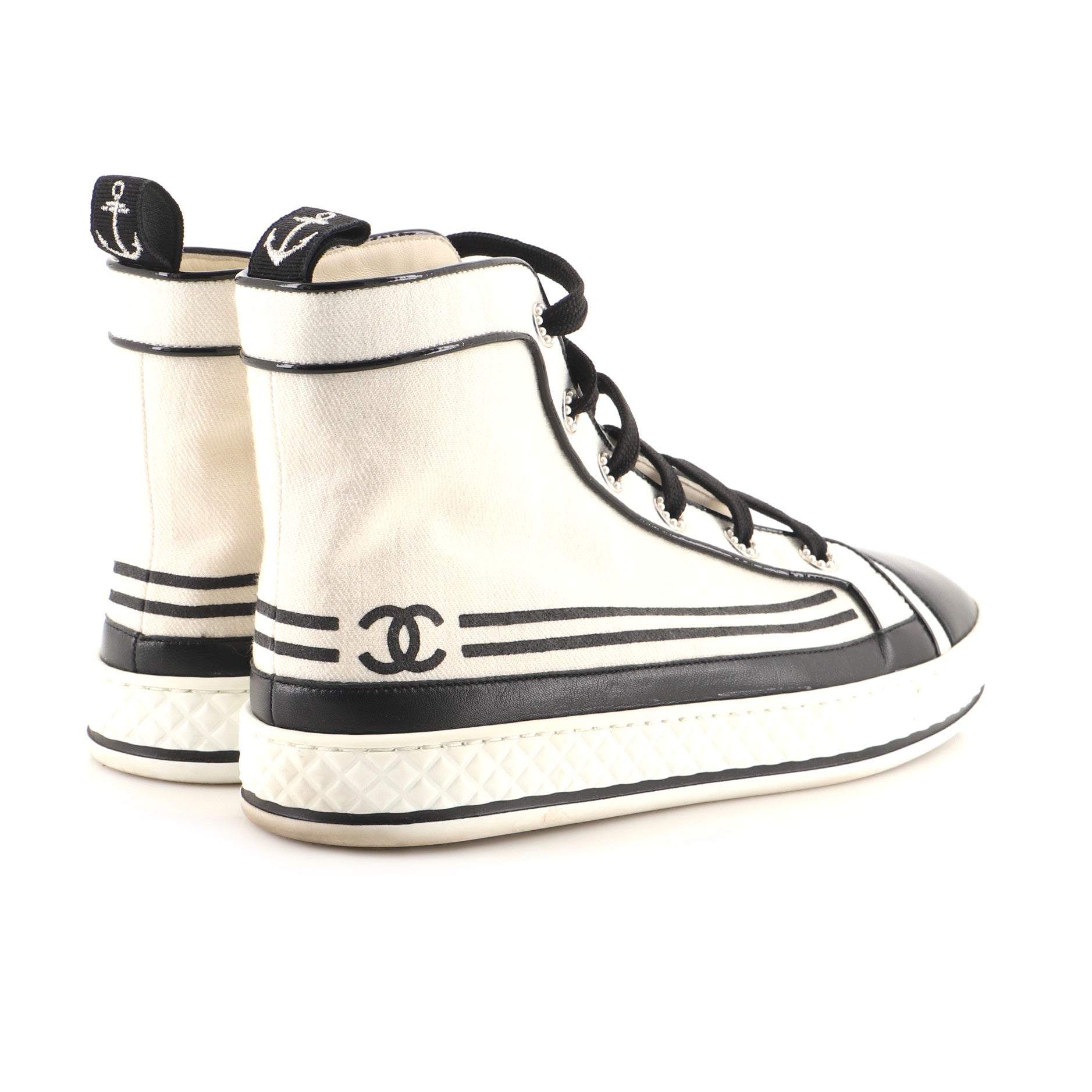 Women's CC Cap Toe High Top Sneakers Canvas and Leather