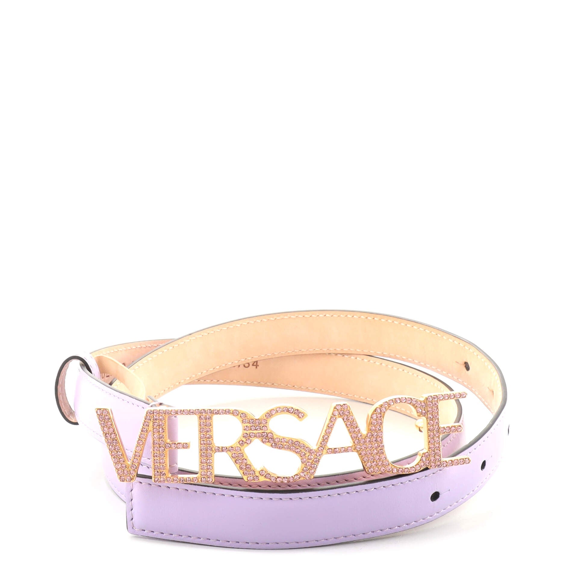 Logo Letter Buckle Belt Leather with Crystals Thin 85