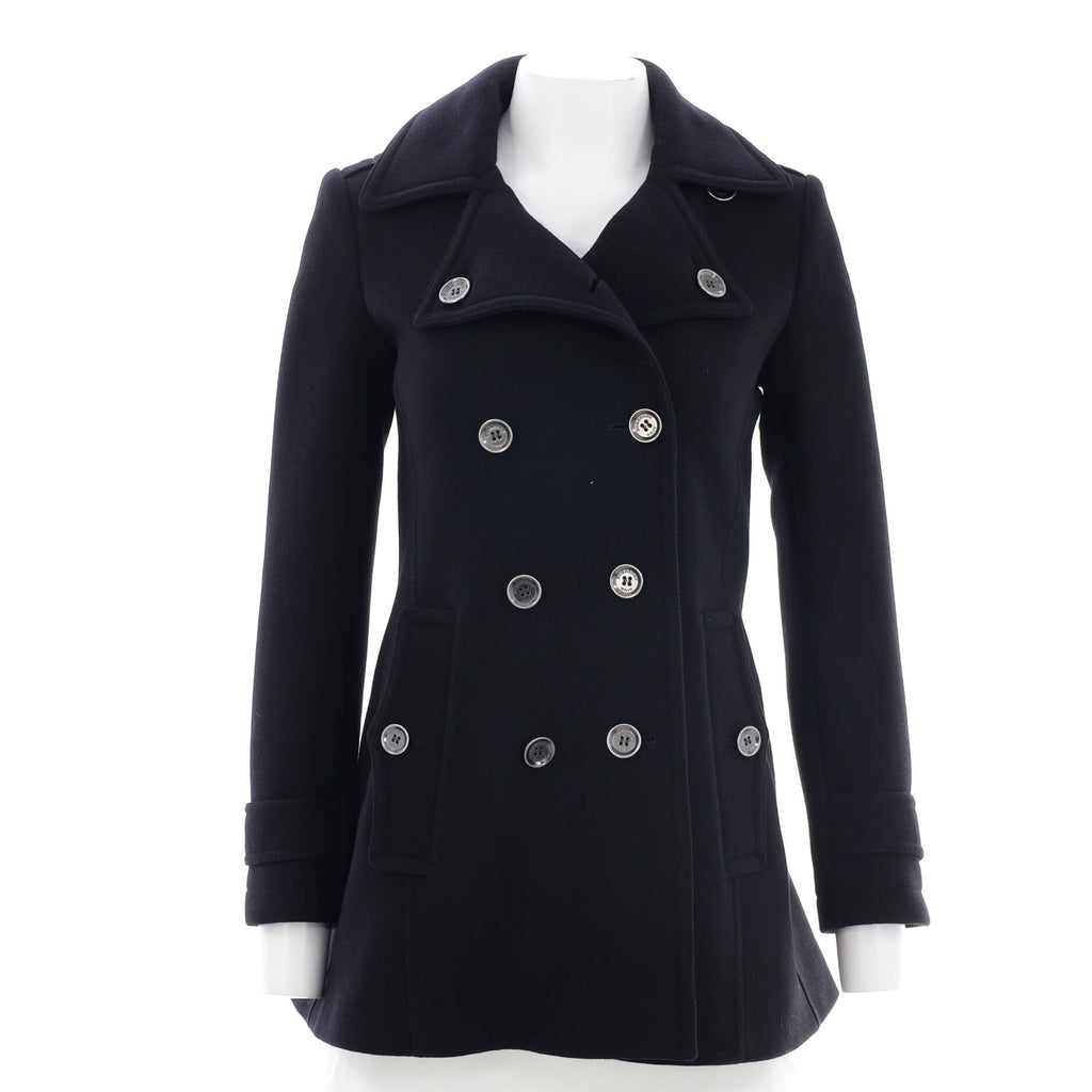 Women's Double Breasted Belted Peacoat Wool