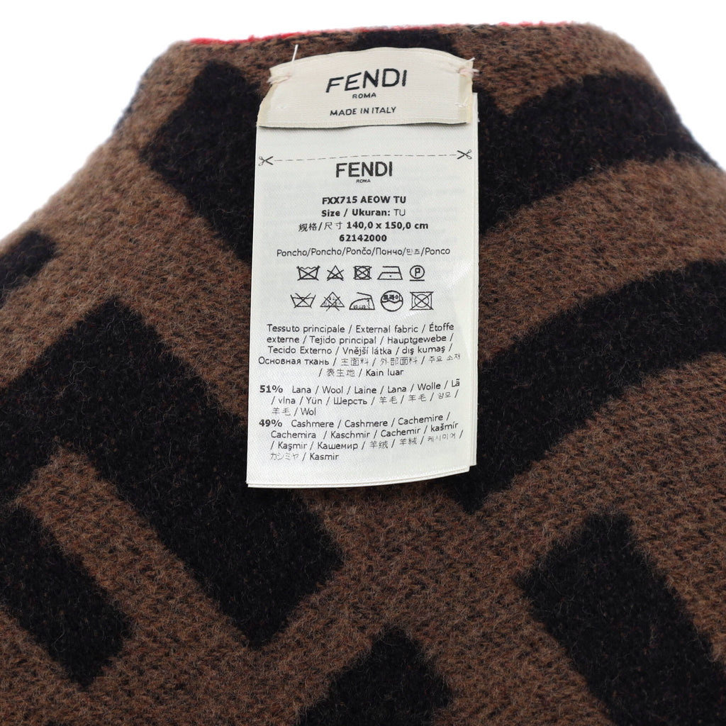 Women's Fringe Reversible Poncho Wool and Cashmere