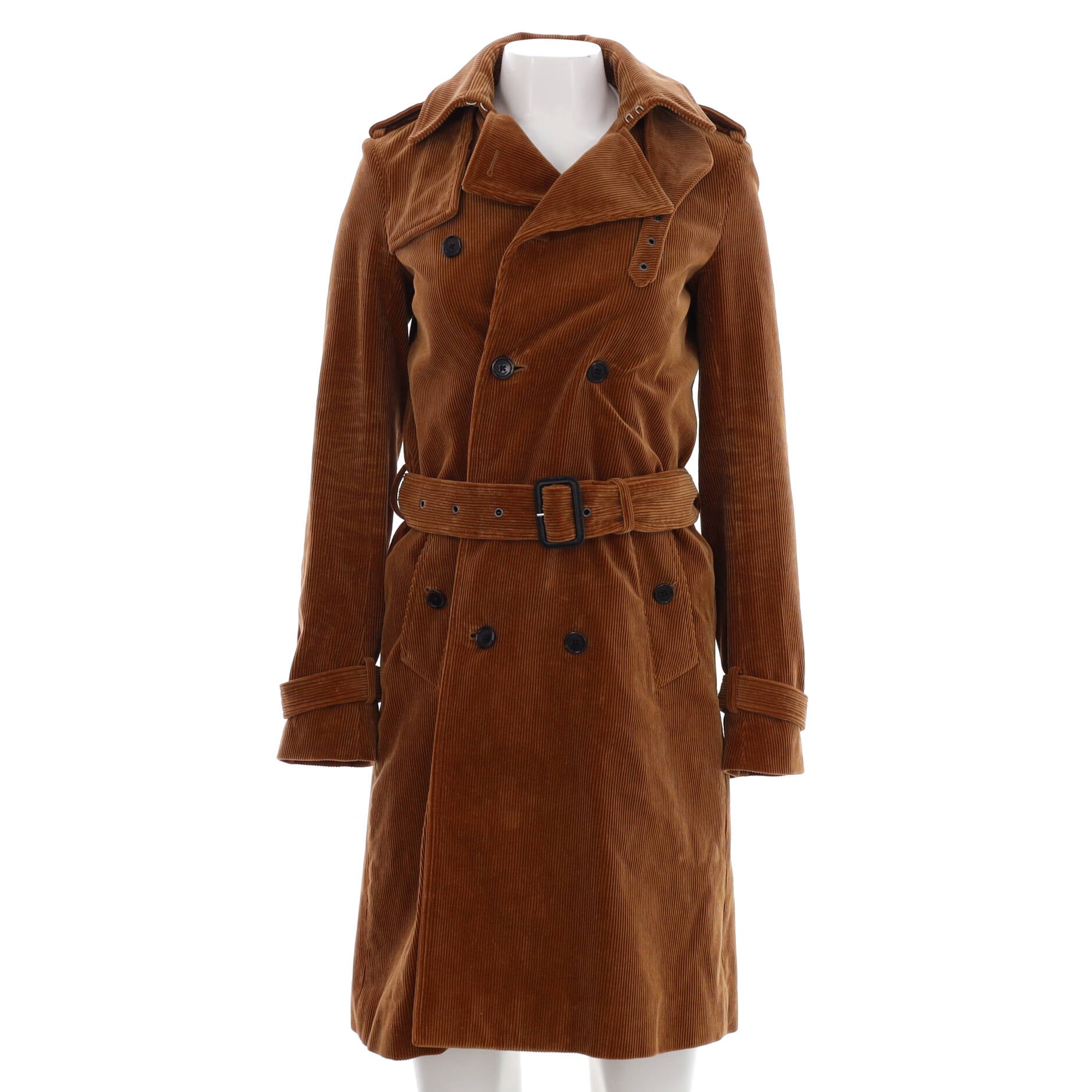 Women's Belted Long Trench Coat Corduroy