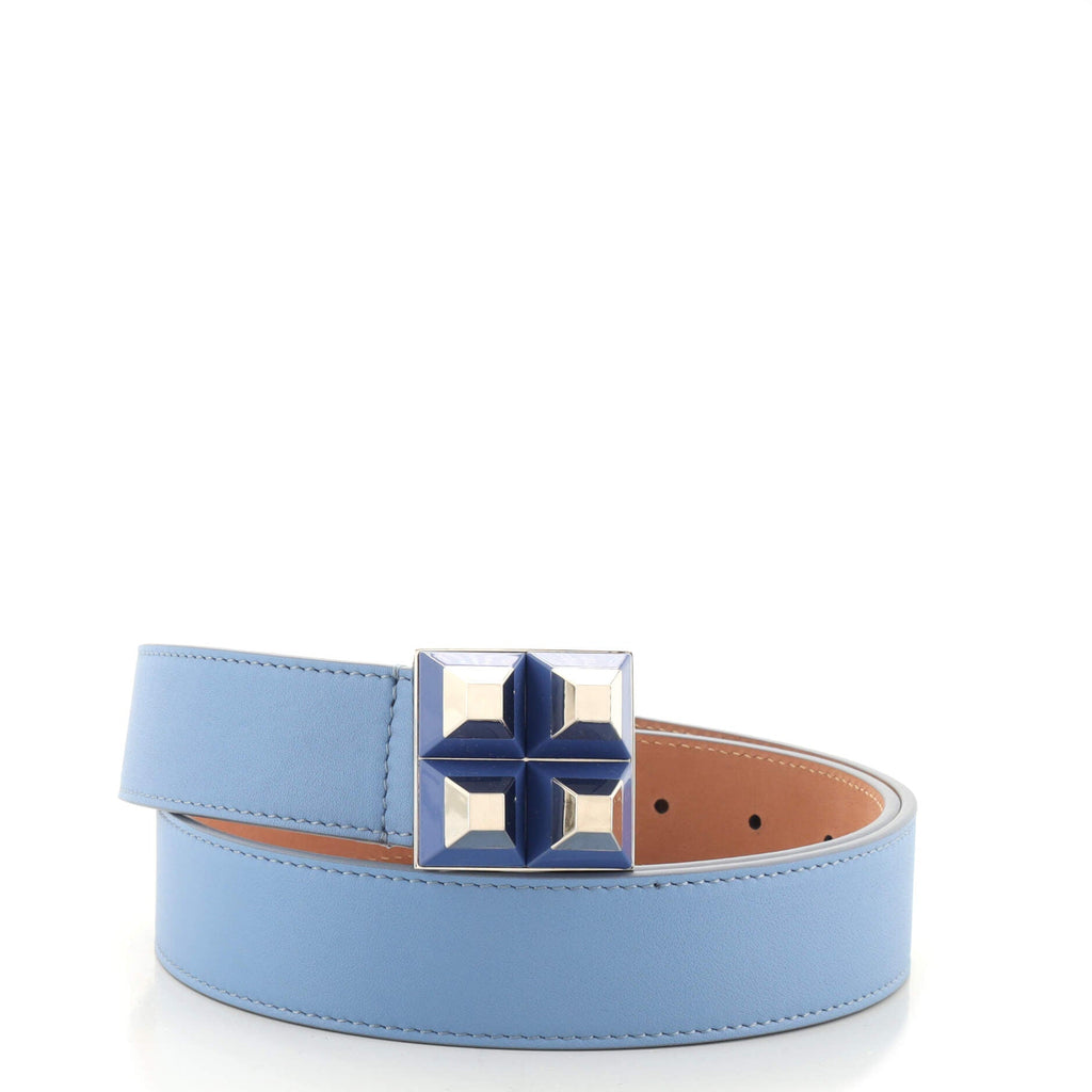 Studded Buckle Belt Leather Wide 80