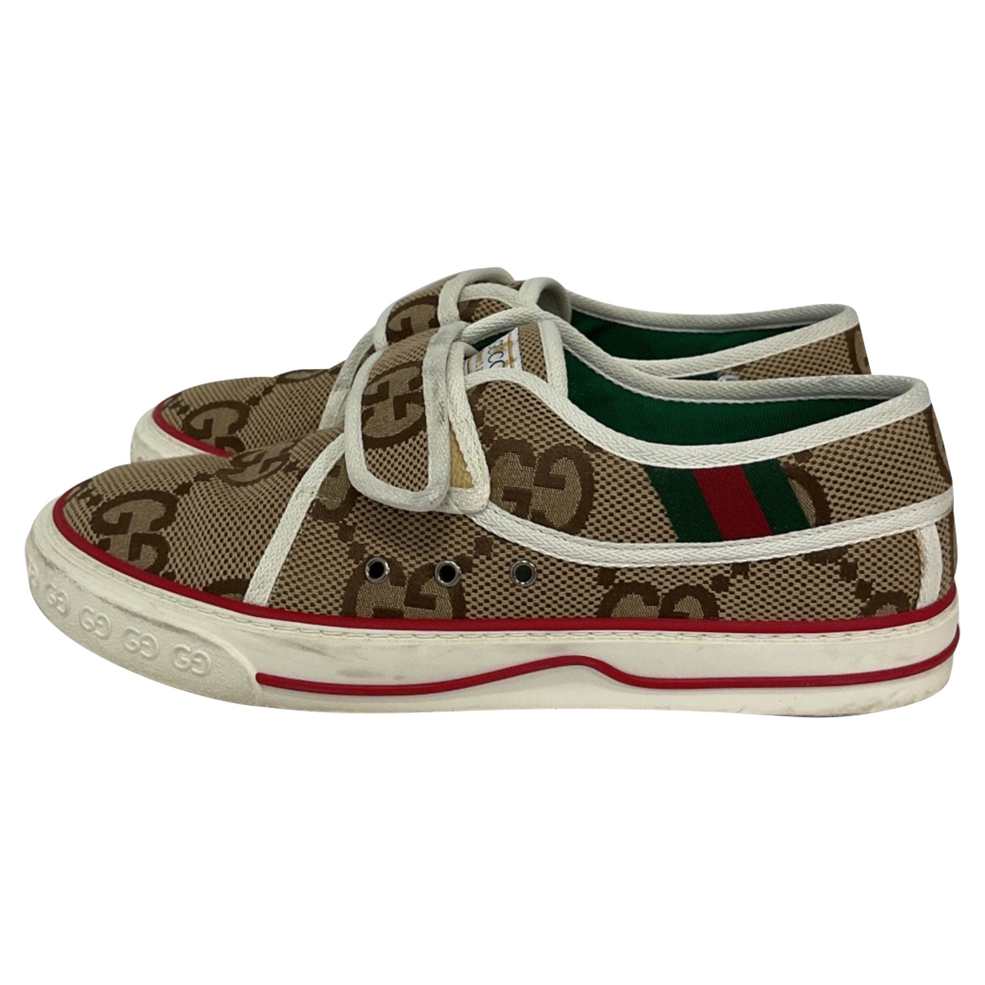Gucci Tennis 1977 Velcro Closure Sneakers in Brown Canvas