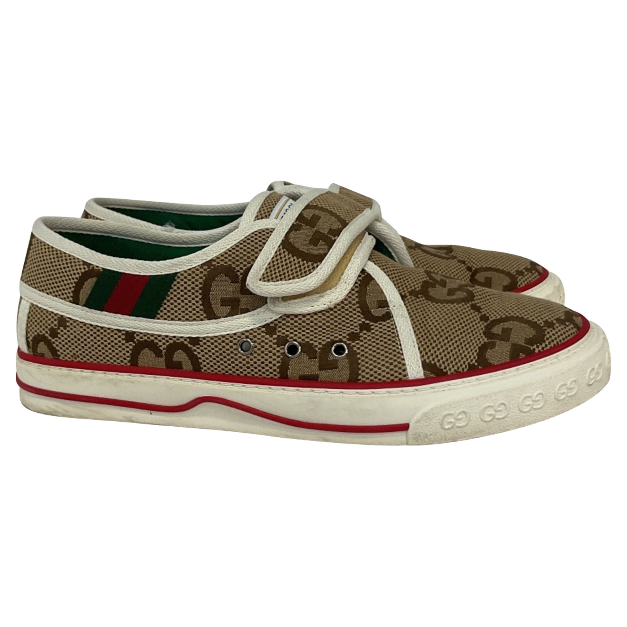 Gucci Tennis 1977 Velcro Closure Sneakers in Brown Canvas