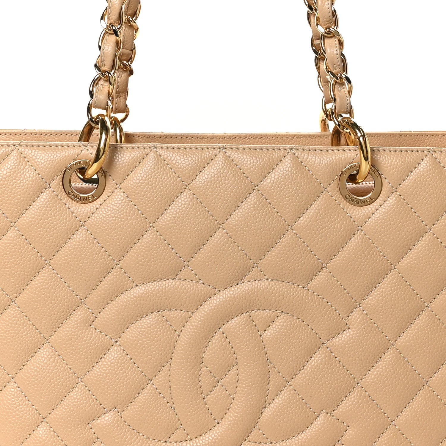 Caviar Quilted Grand Shopping Tote GST Beige