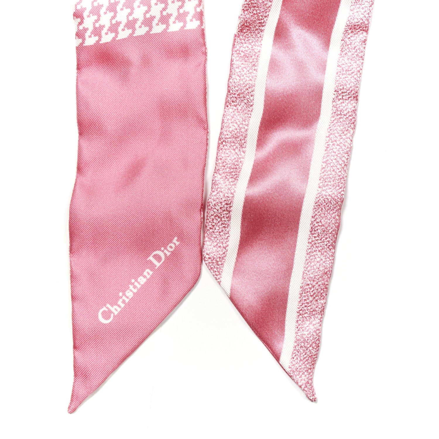 Silk Houndstooth Mitzah Scarf Pink