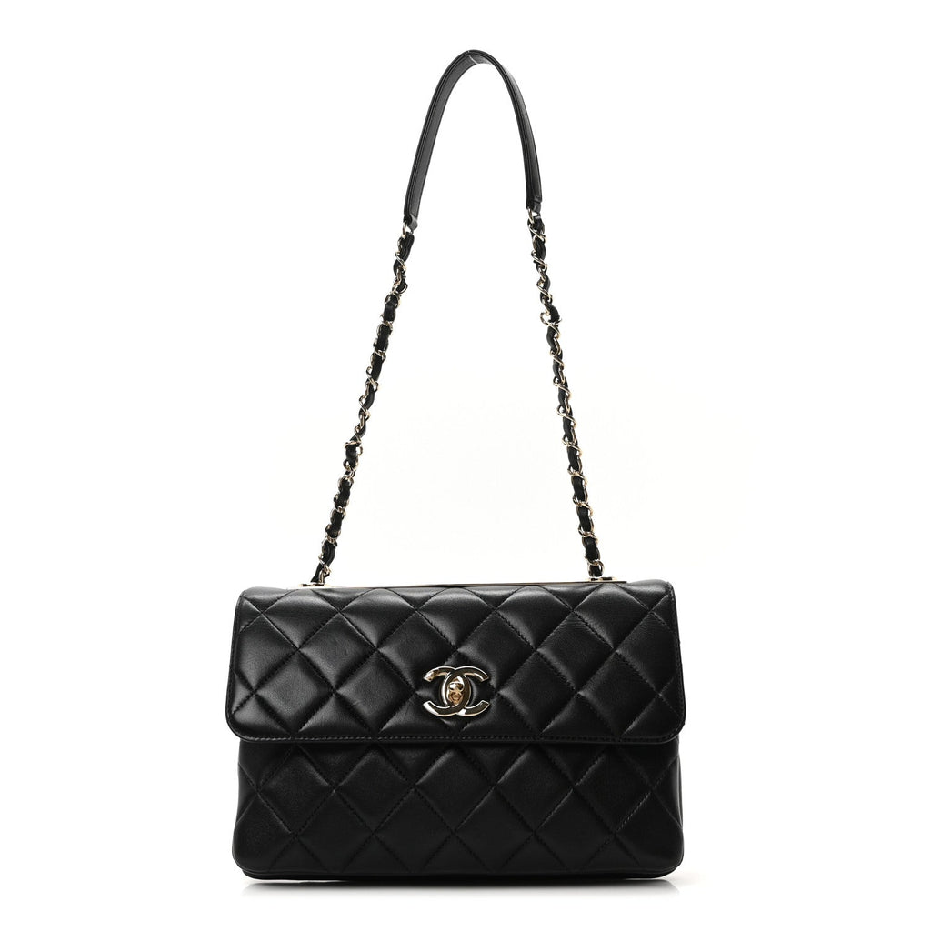 Lambskin Quilted Medium Trendy CC Flap Black