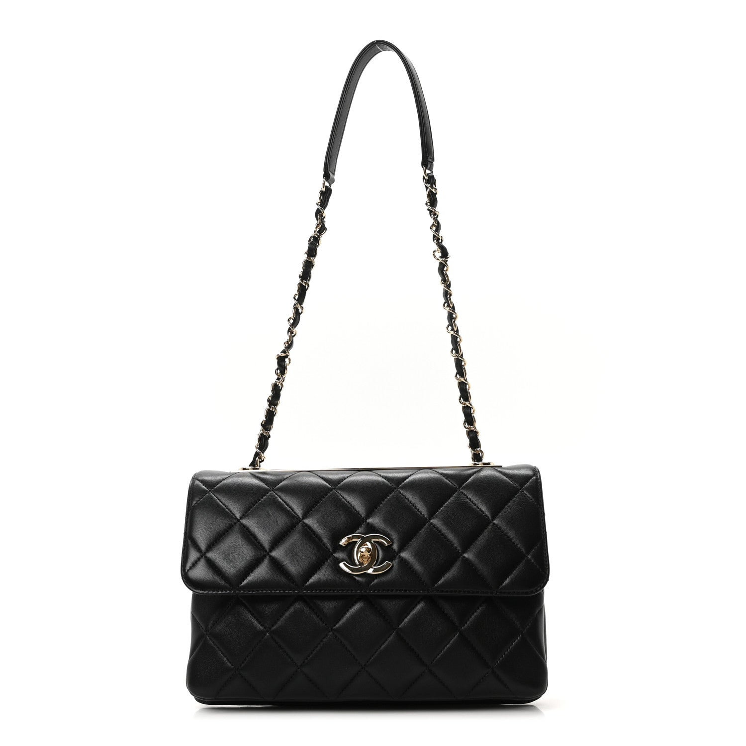 Lambskin Quilted Medium Trendy CC Flap Black