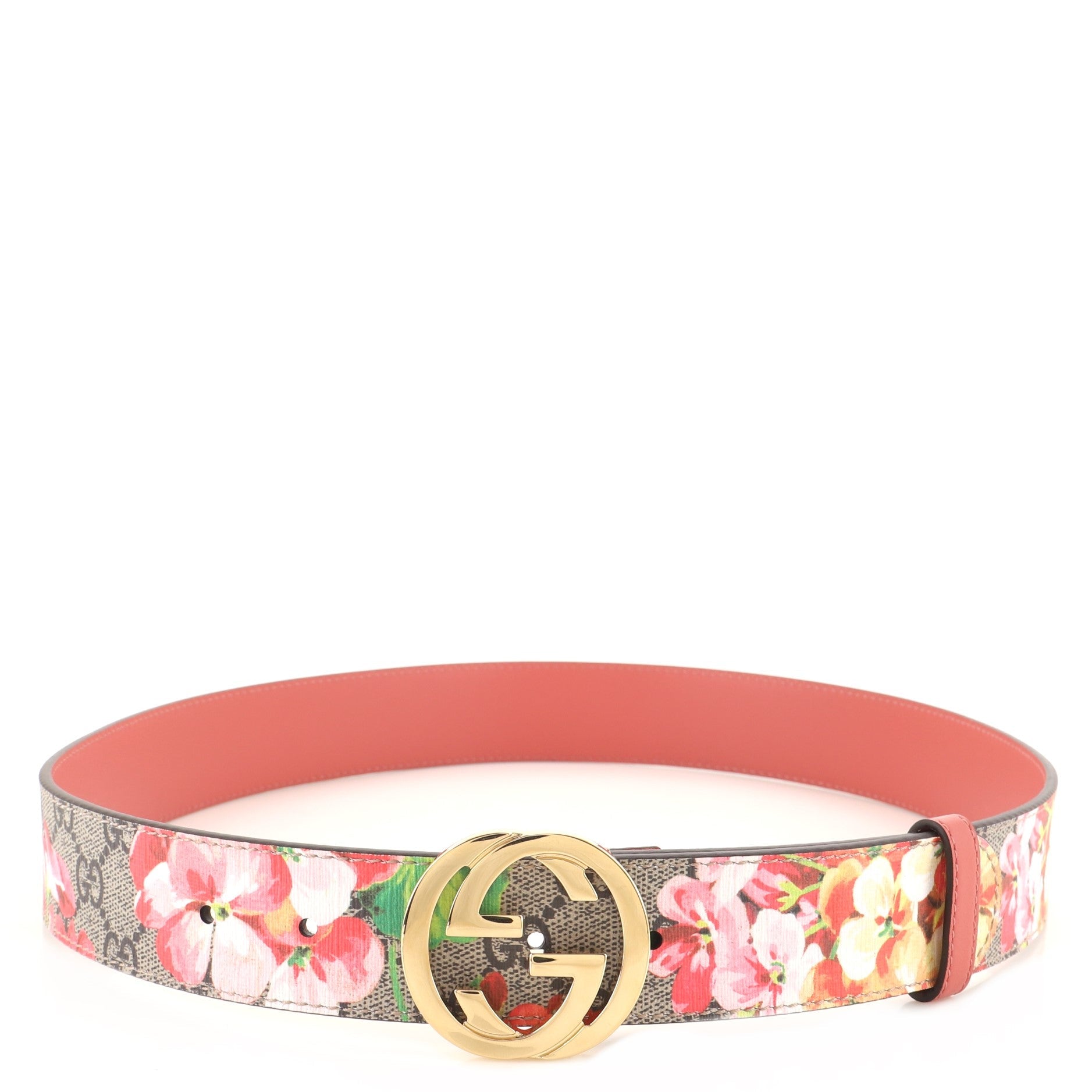 Interlocking G Belt Blooms Print GG Coated Canvas Wide 95