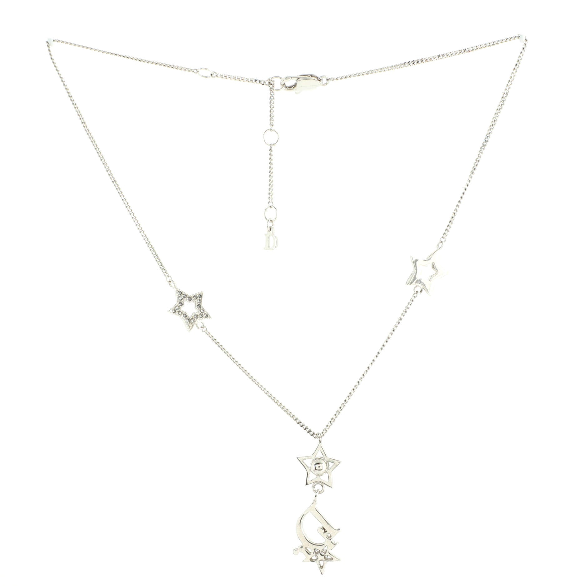 Star Logo Pendant Necklace Metal and Crystals