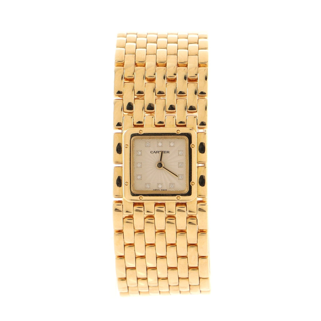 Panthere Ruban Quartz Watch Yellow Gold with Diamond Markers 21