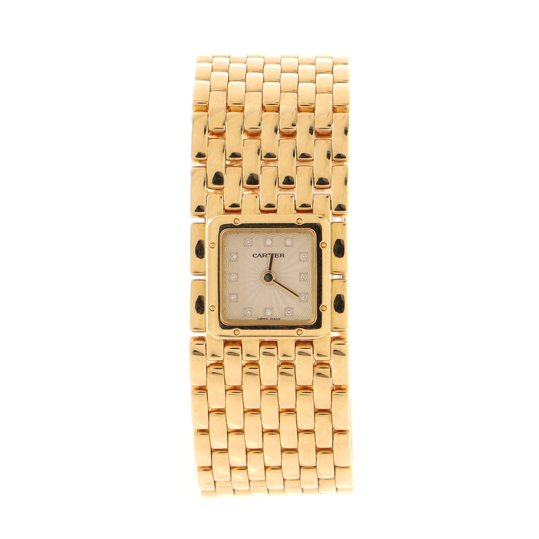 Panthere Ruban Quartz Watch Yellow Gold with Diamond Markers 21