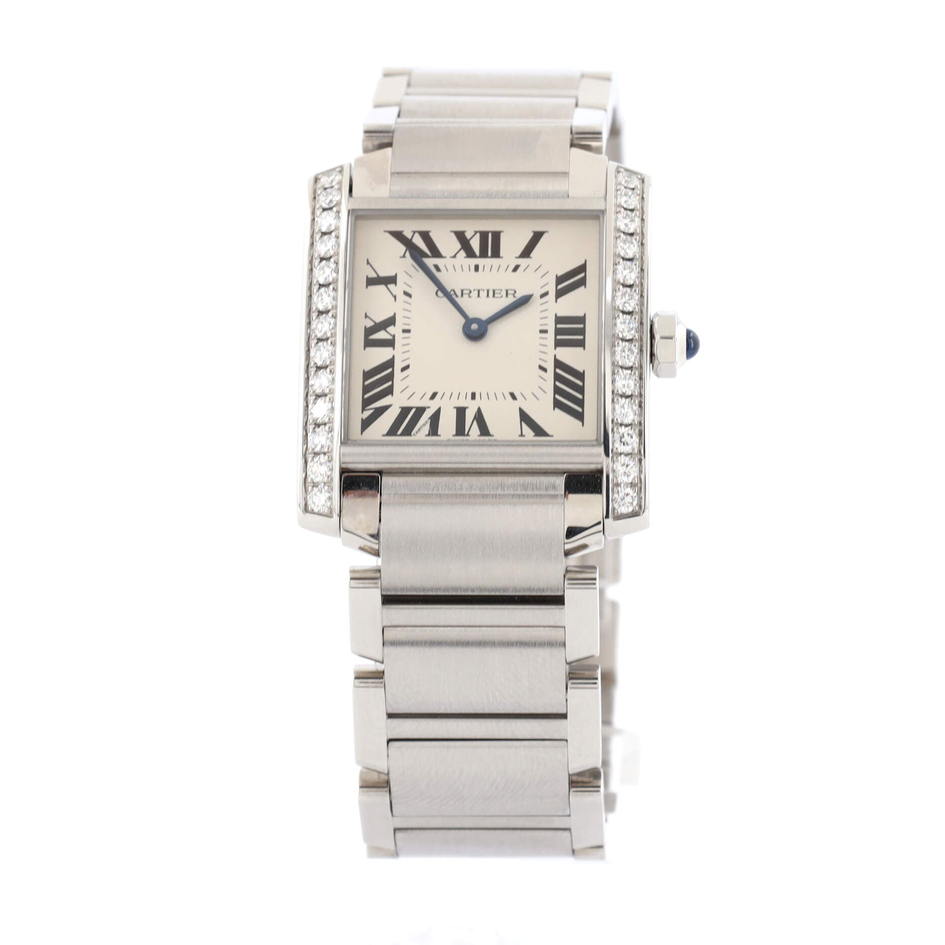 Tank Francaise Quartz Watch Stainless Steel with Diamond Bezel 25