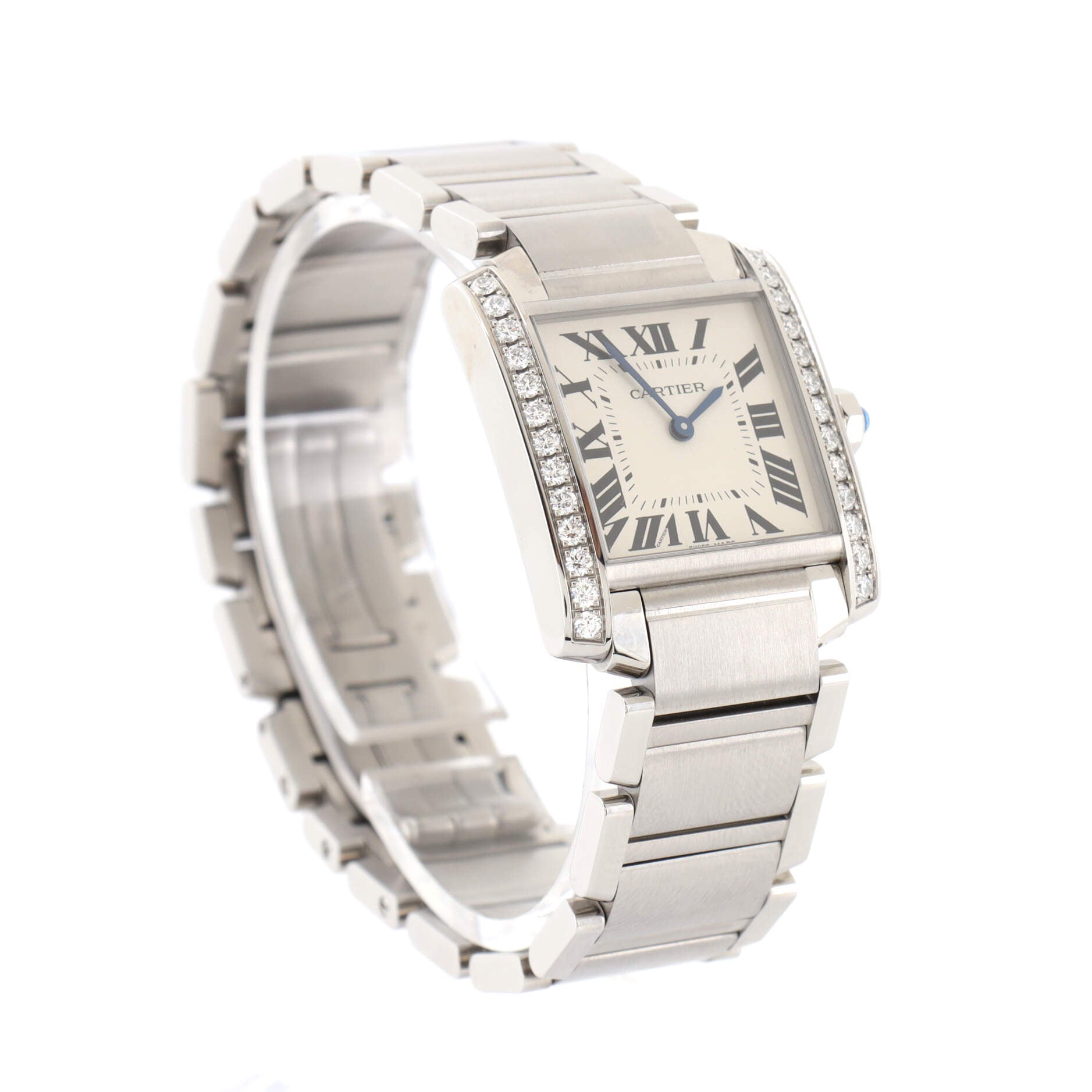 Tank Francaise Quartz Watch Stainless Steel with Diamond Bezel 25