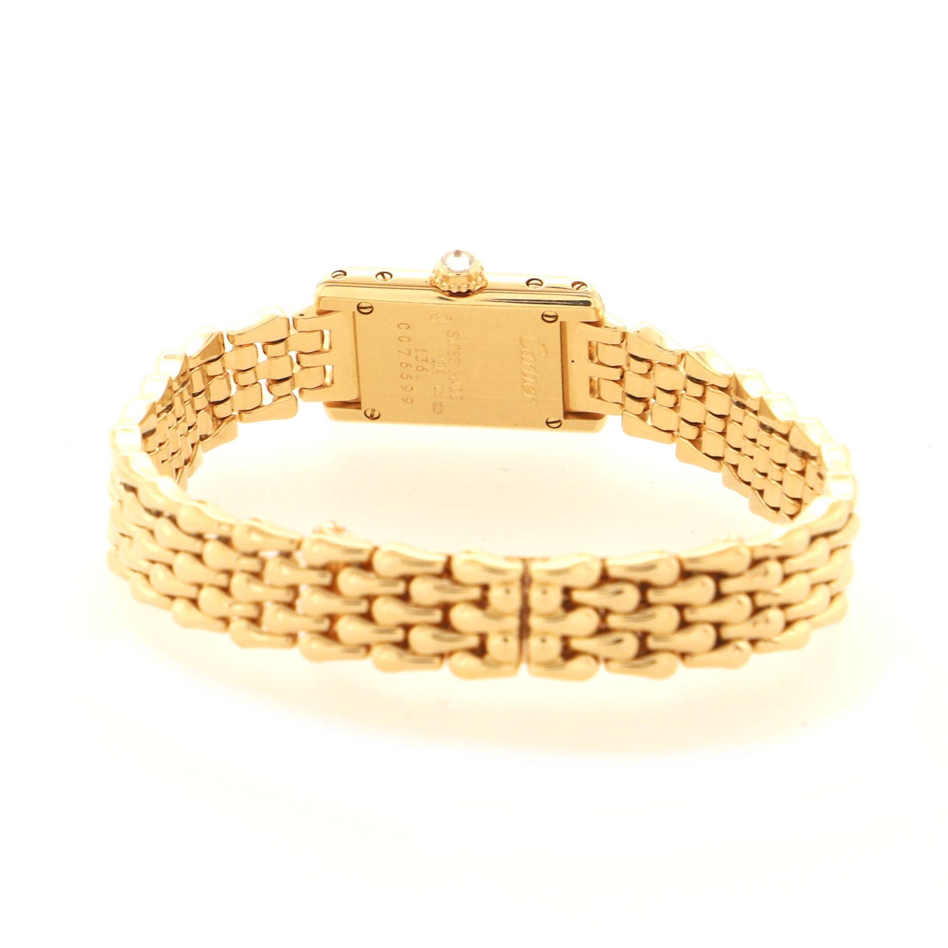 Tank Mini Quartz Watch Yellow Gold with Diamond Bezel 16