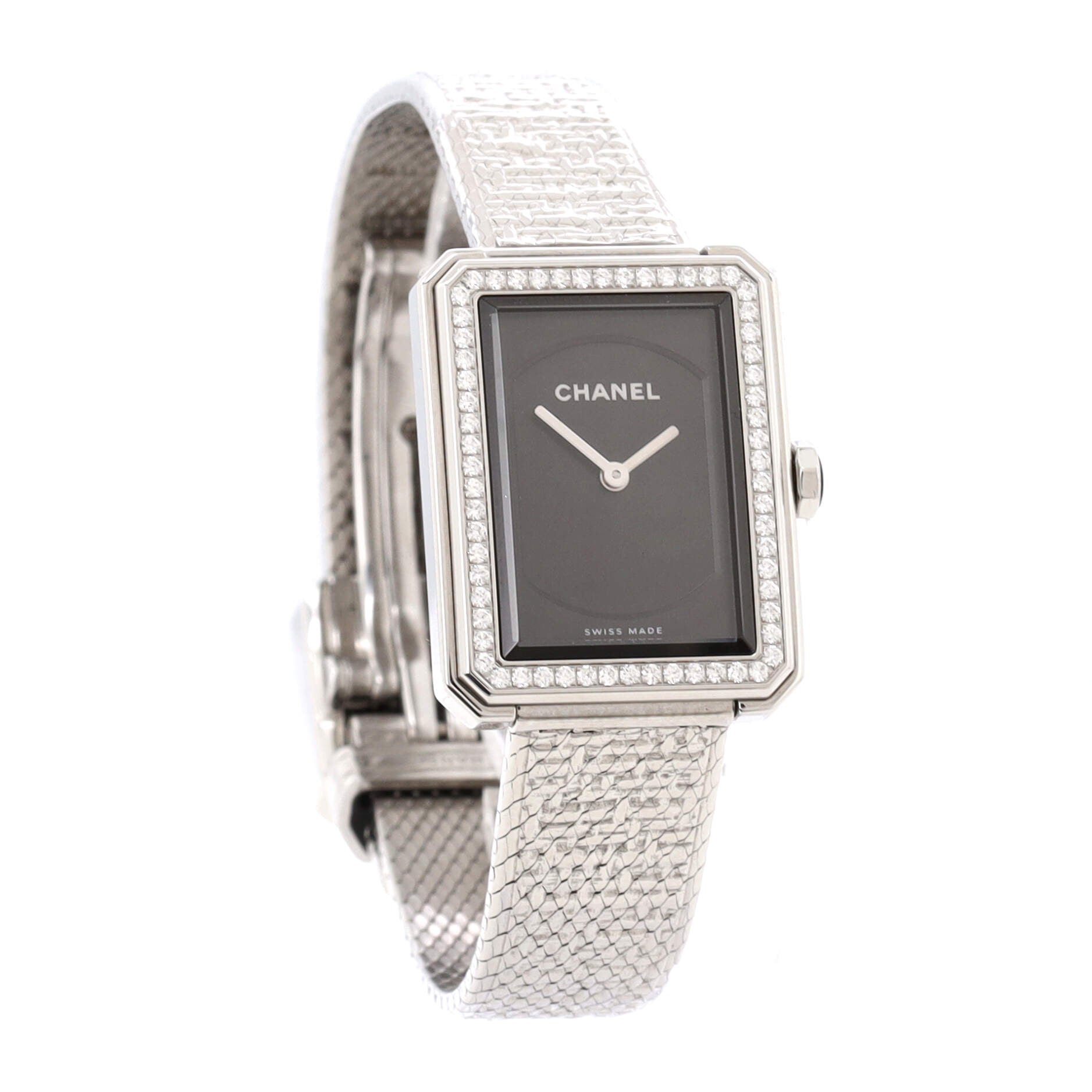 Boy-Friend Tweed Quartz Watch Stainless Steel with Diamond Bezel 21