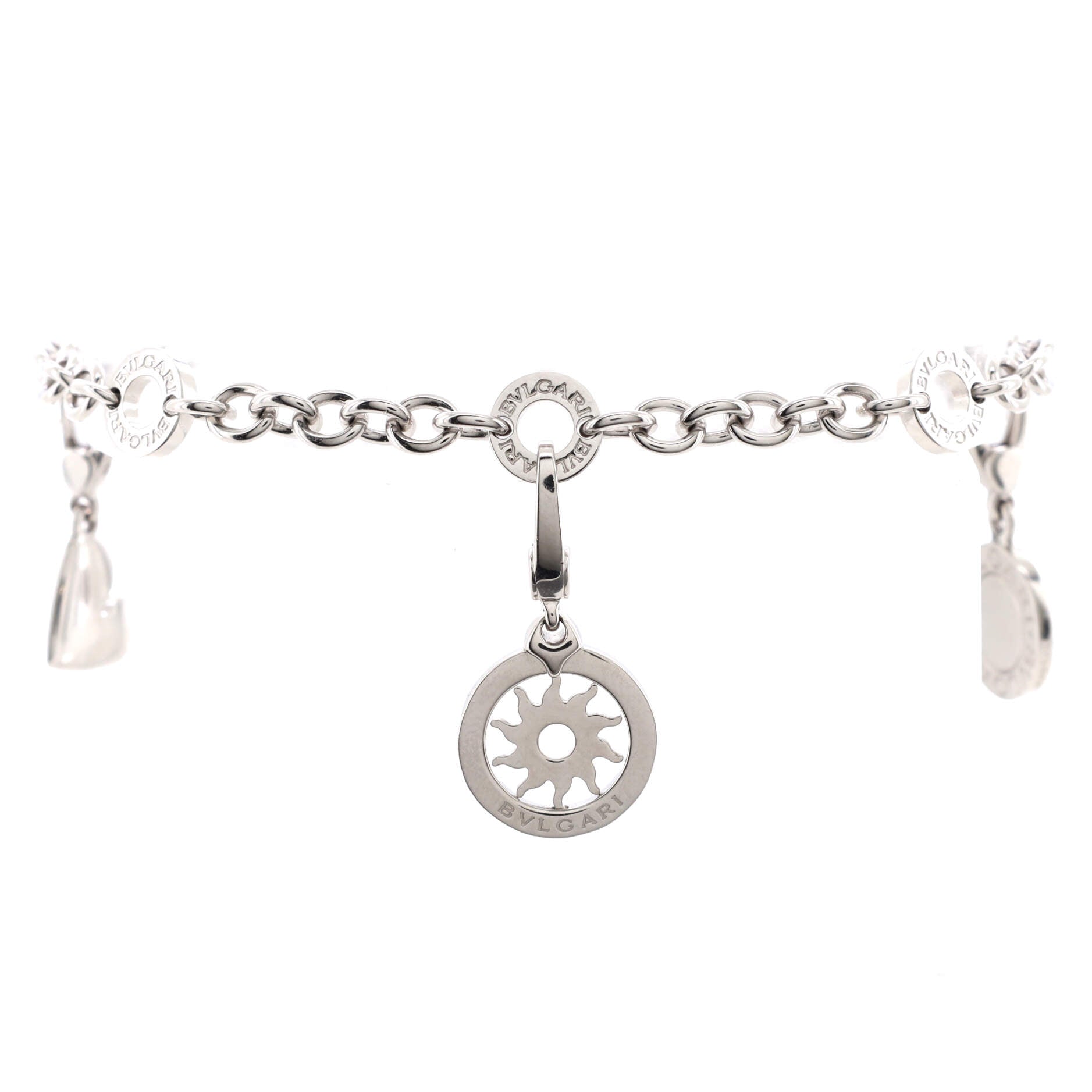 Sun 3 Charm Bracelet 18K White Gold with Onyx