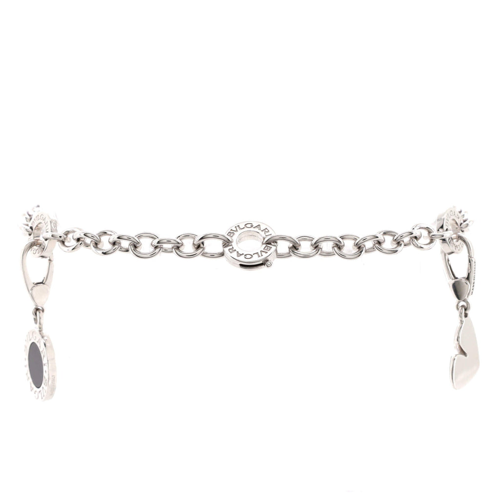 Sun 3 Charm Bracelet 18K White Gold with Onyx