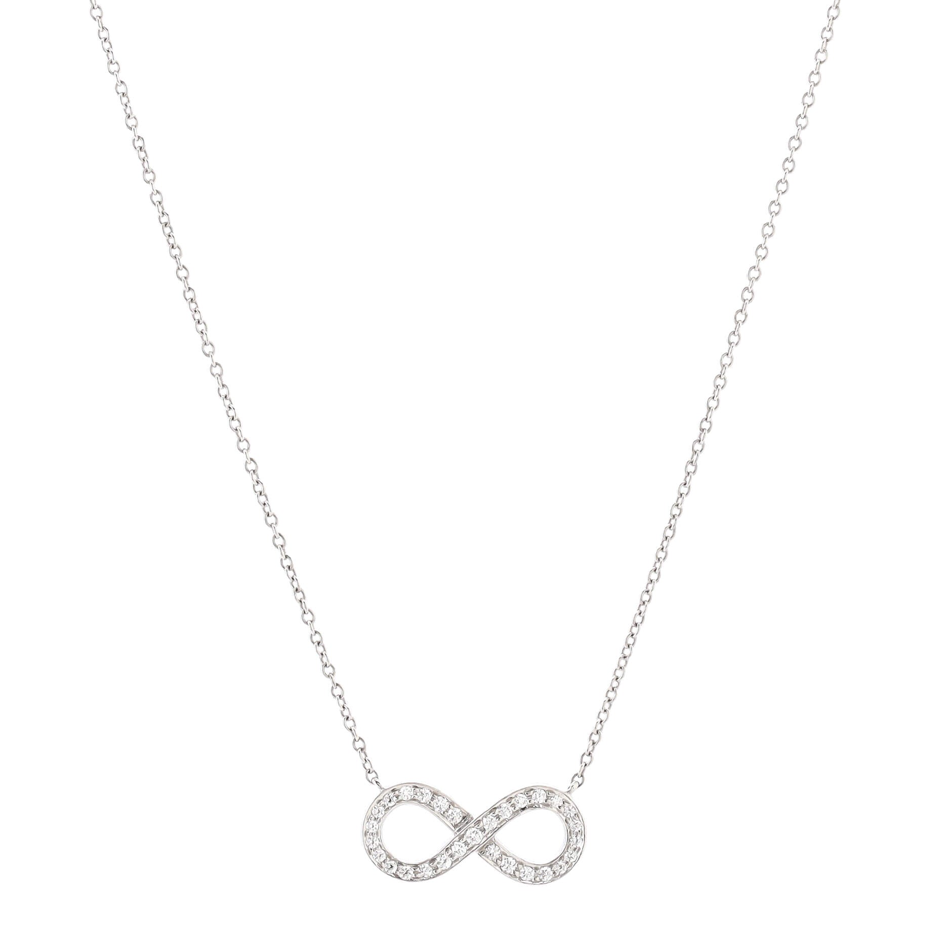 Infinity Pendant Necklace Platinum with Diamonds