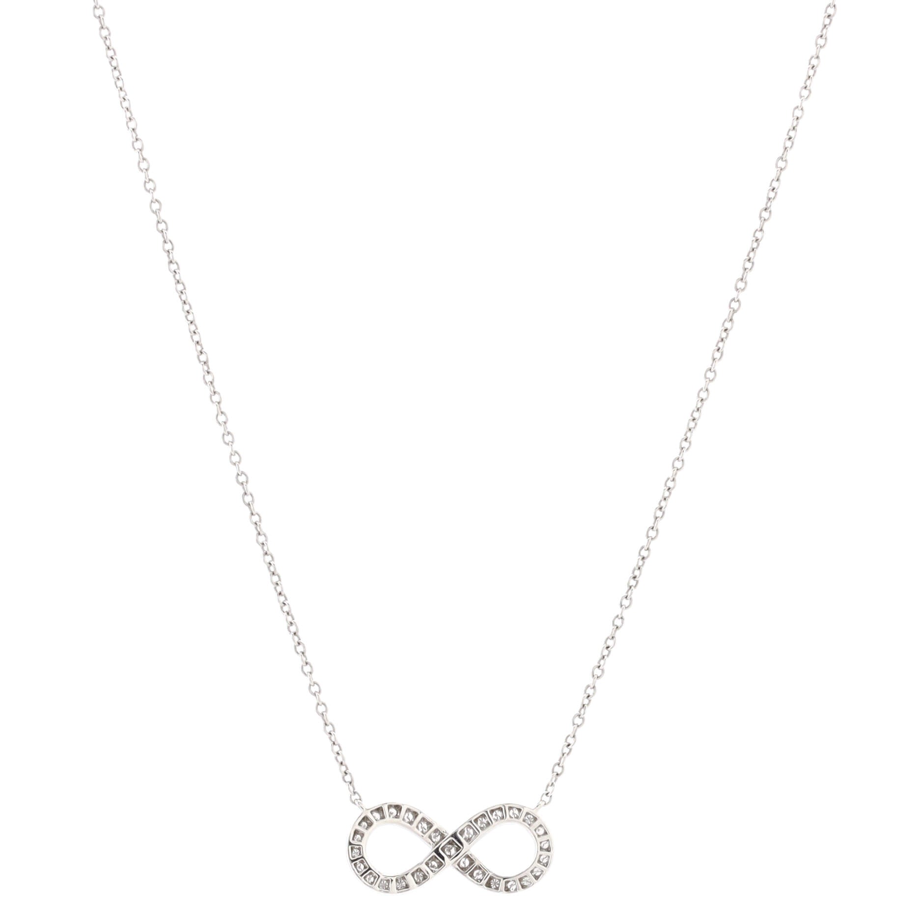 Infinity Pendant Necklace Platinum with Diamonds
