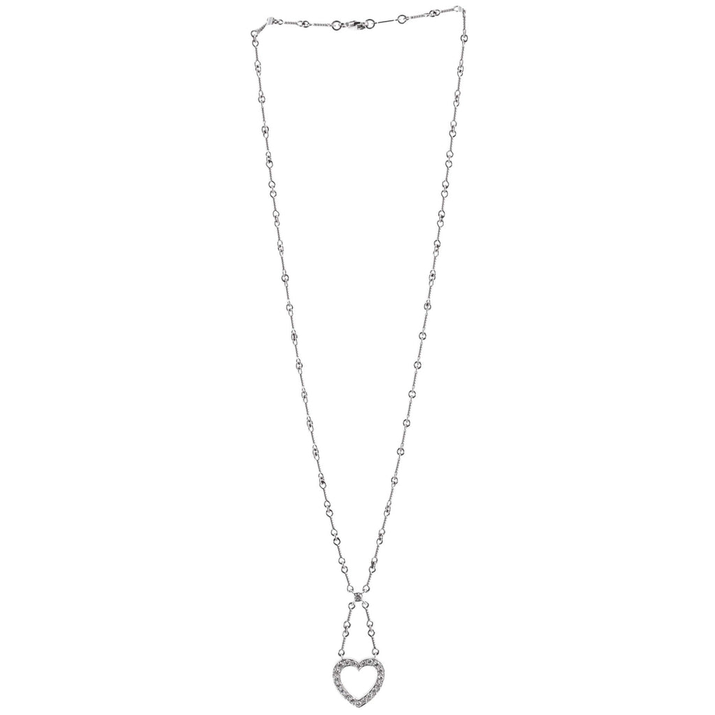 Open Heart Pendant Necklace Platinum and Diamonds
