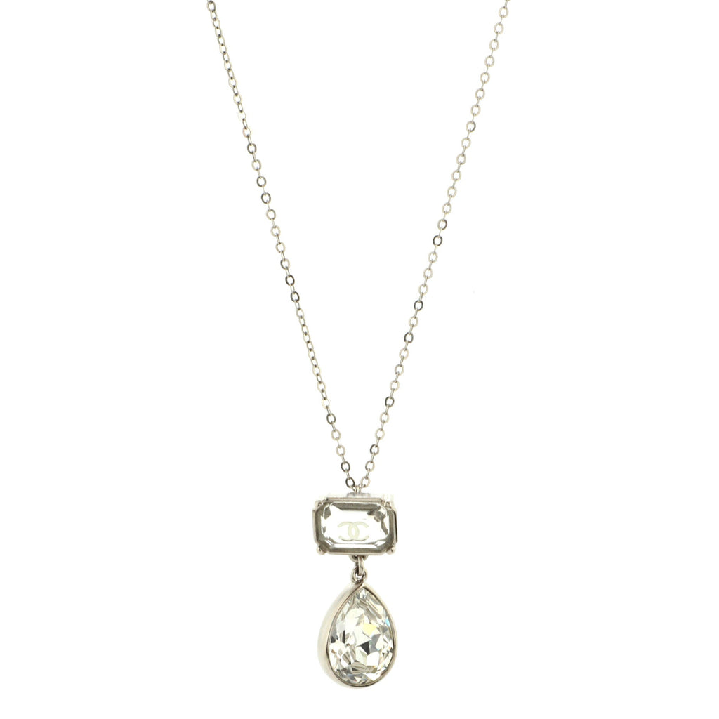 CC Teardrop Pendant Necklace Metal with Crystals