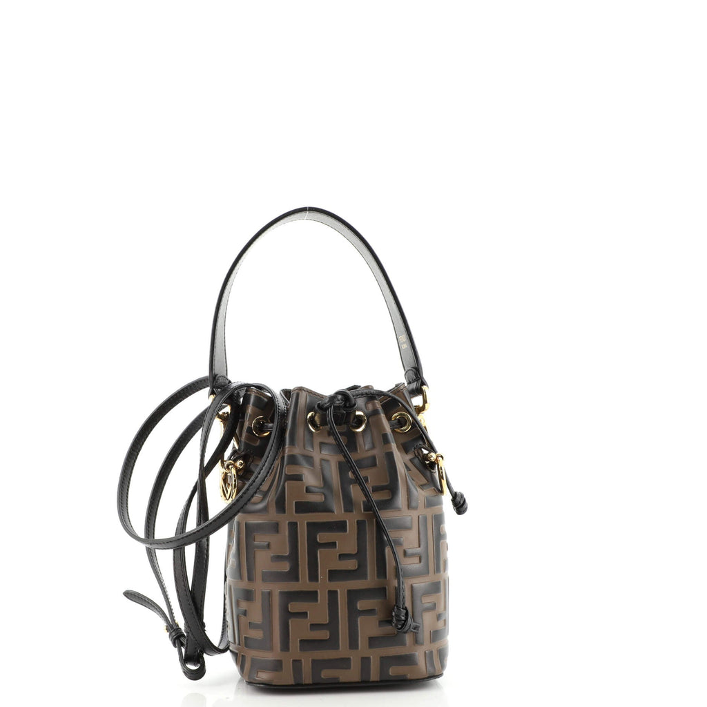 Mon Tresor Bucket Bag Zucca Embossed Leather Mini