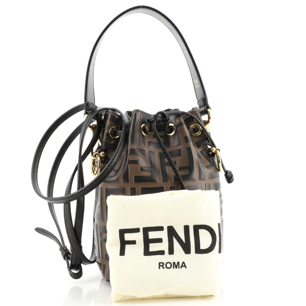Mon Tresor Bucket Bag Zucca Embossed Leather Mini