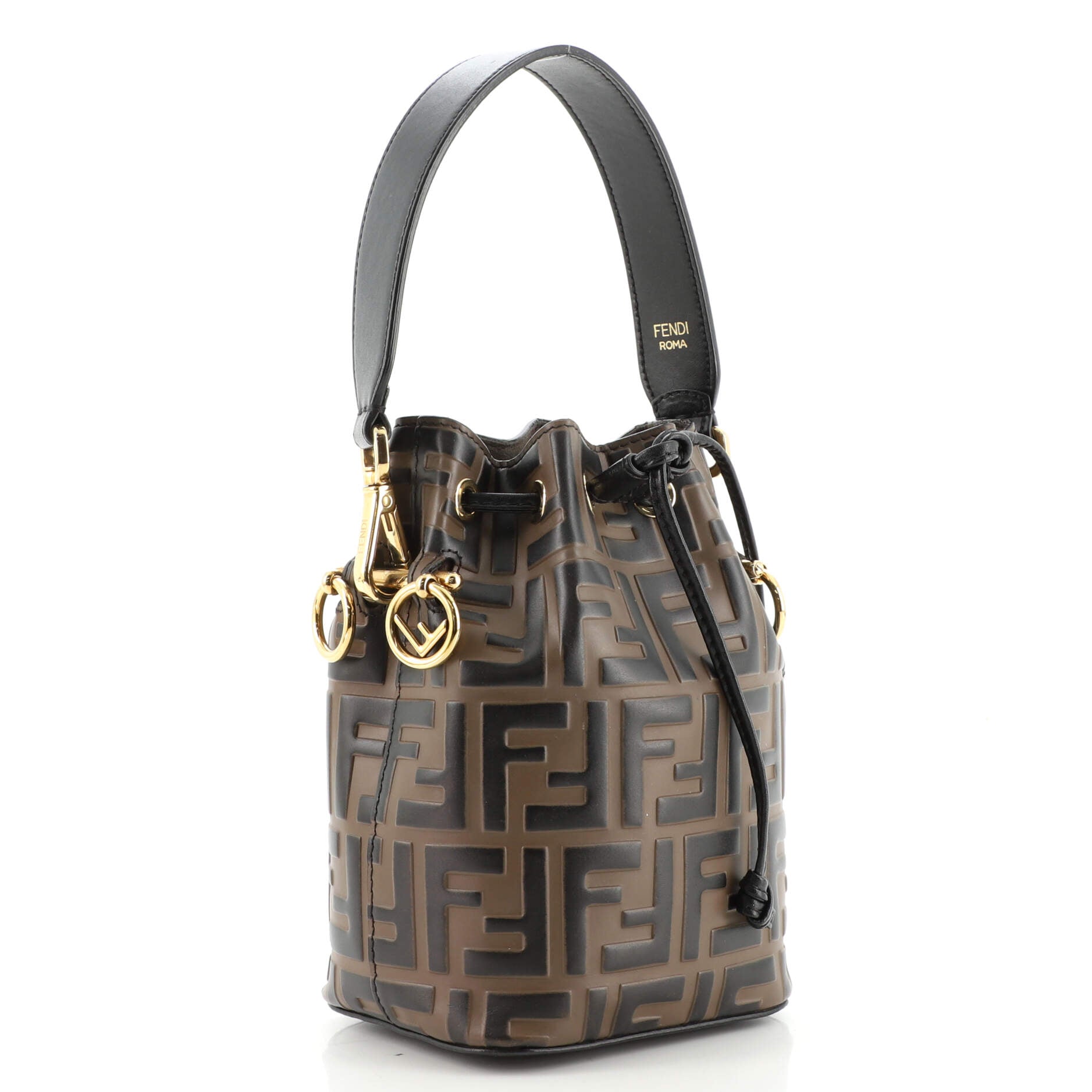 Mon Tresor Bucket Bag Zucca Embossed Leather Mini