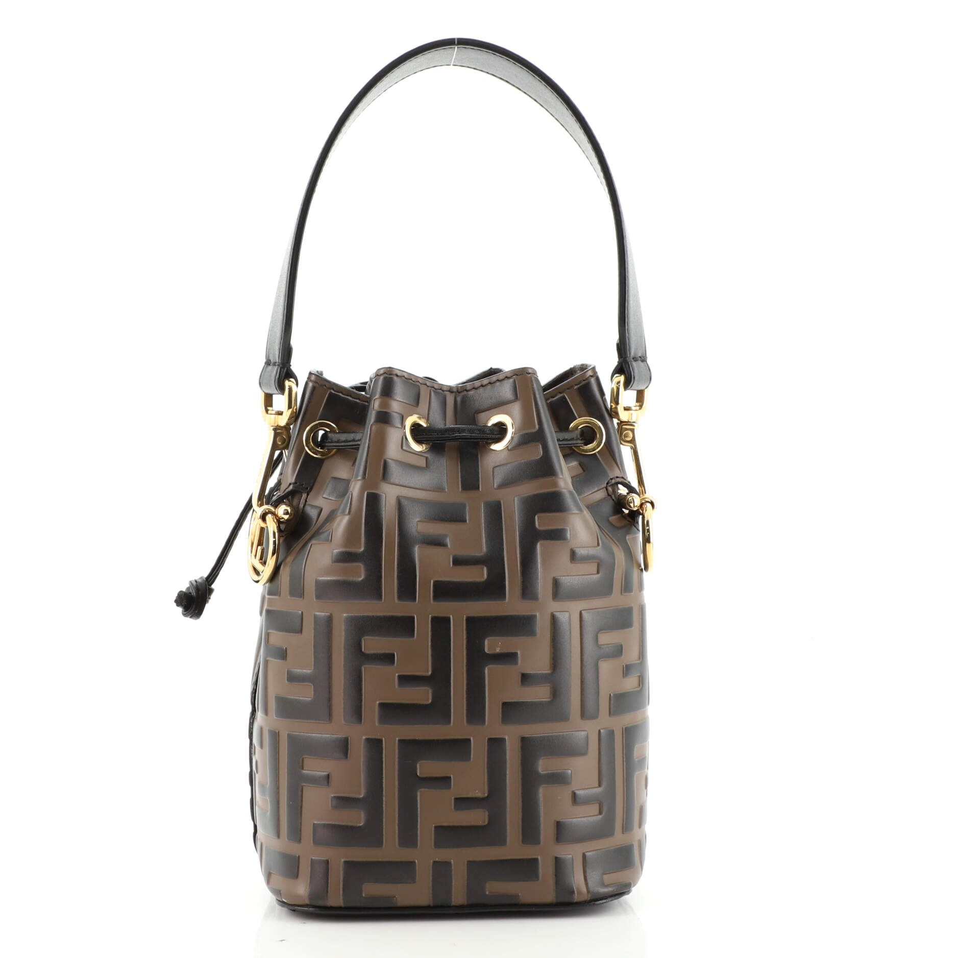 Mon Tresor Bucket Bag Zucca Embossed Leather Mini