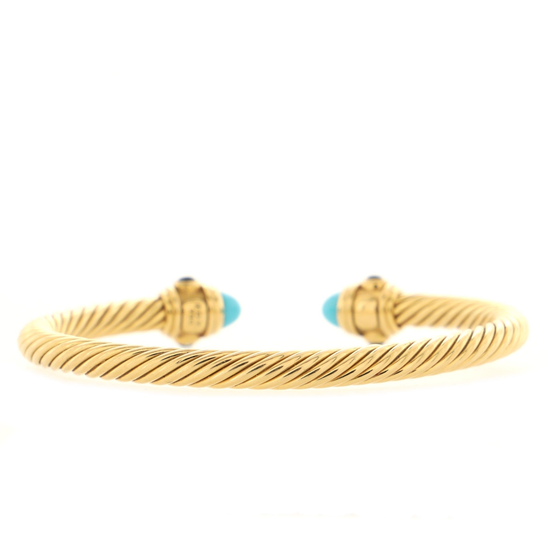 Renaissance Cable Bracelet 18K Yellow Gold with Turquoise and Topaz 5mm