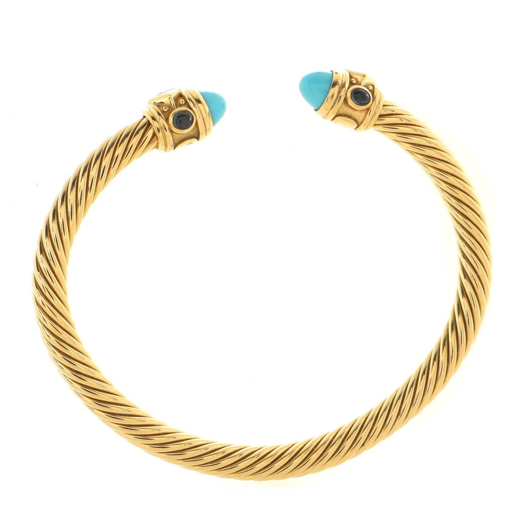 Renaissance Cable Bracelet 18K Yellow Gold with Turquoise and Topaz 5mm