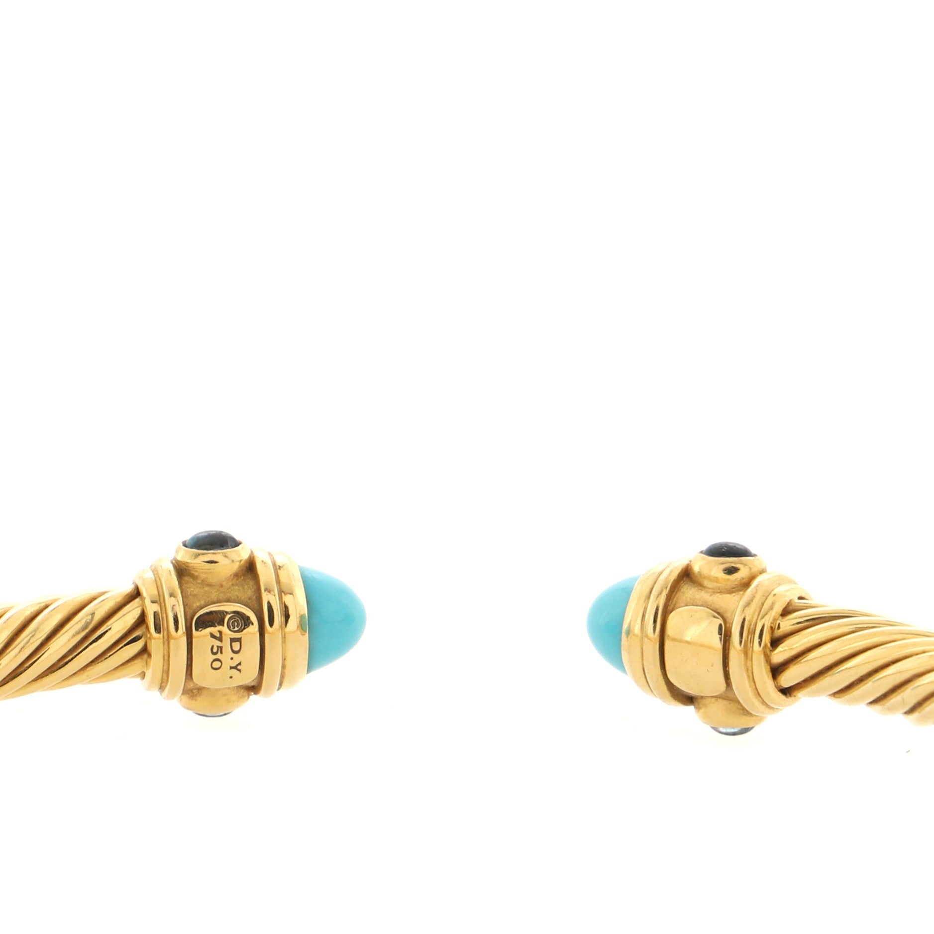 Renaissance Cable Bracelet 18K Yellow Gold with Turquoise and Topaz 5mm