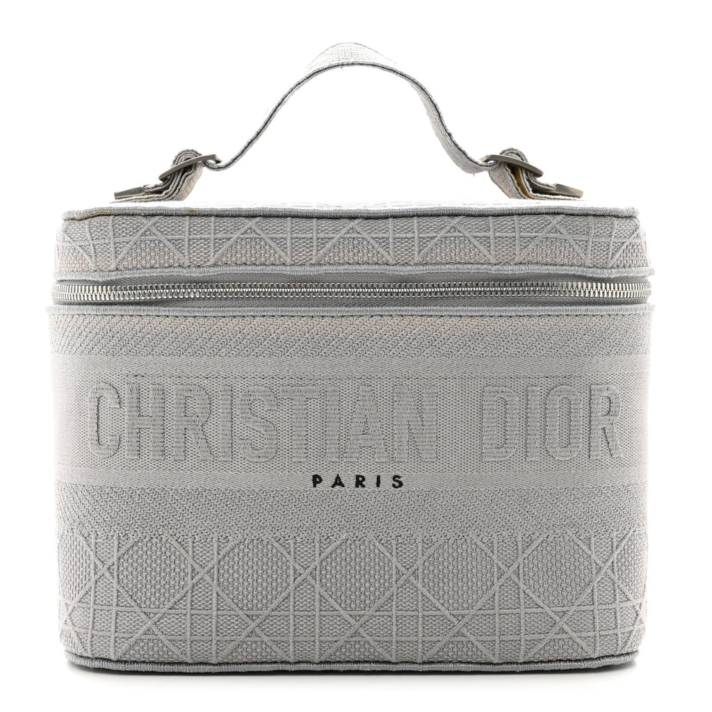 Canvas Embroidered Cannage Diortravel Vanity Case Grey