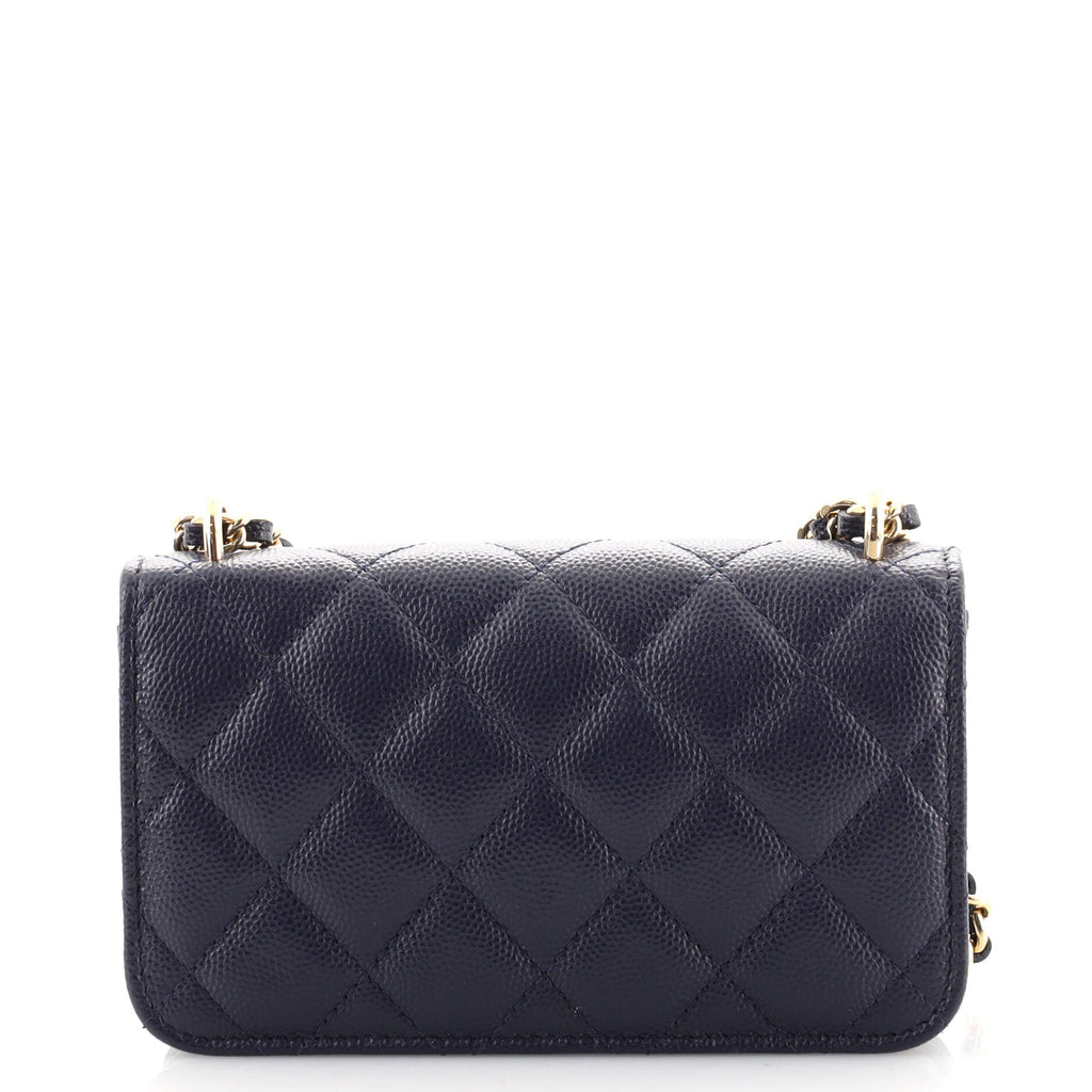 Pocket Twins Clutch with Chain Quilted Caviar