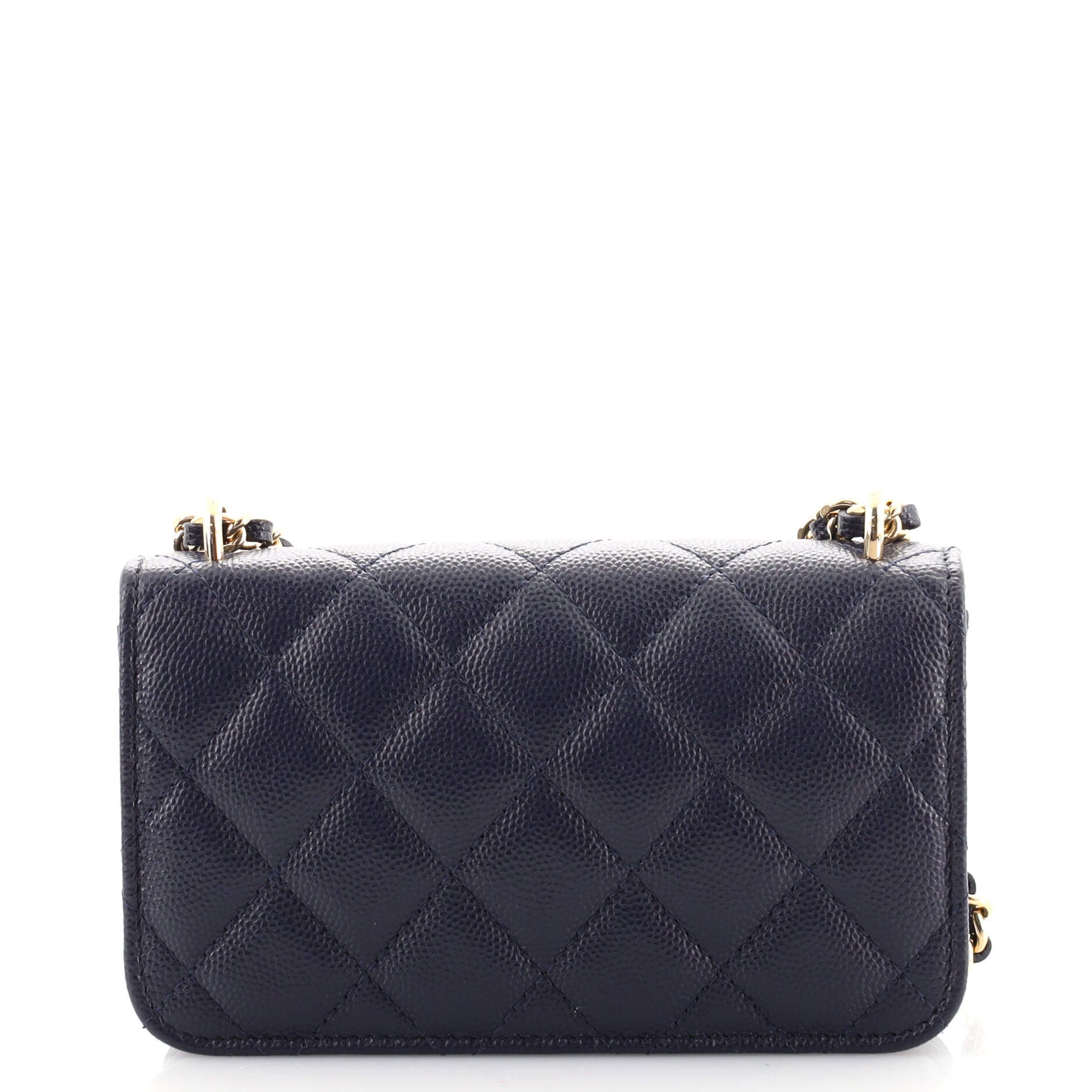 Pocket Twins Clutch with Chain Quilted Caviar