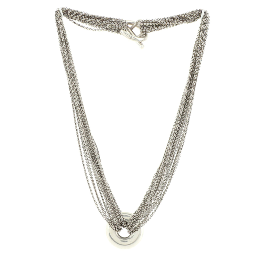 Multistrand Circle Toggle Necklace Sterling Silver